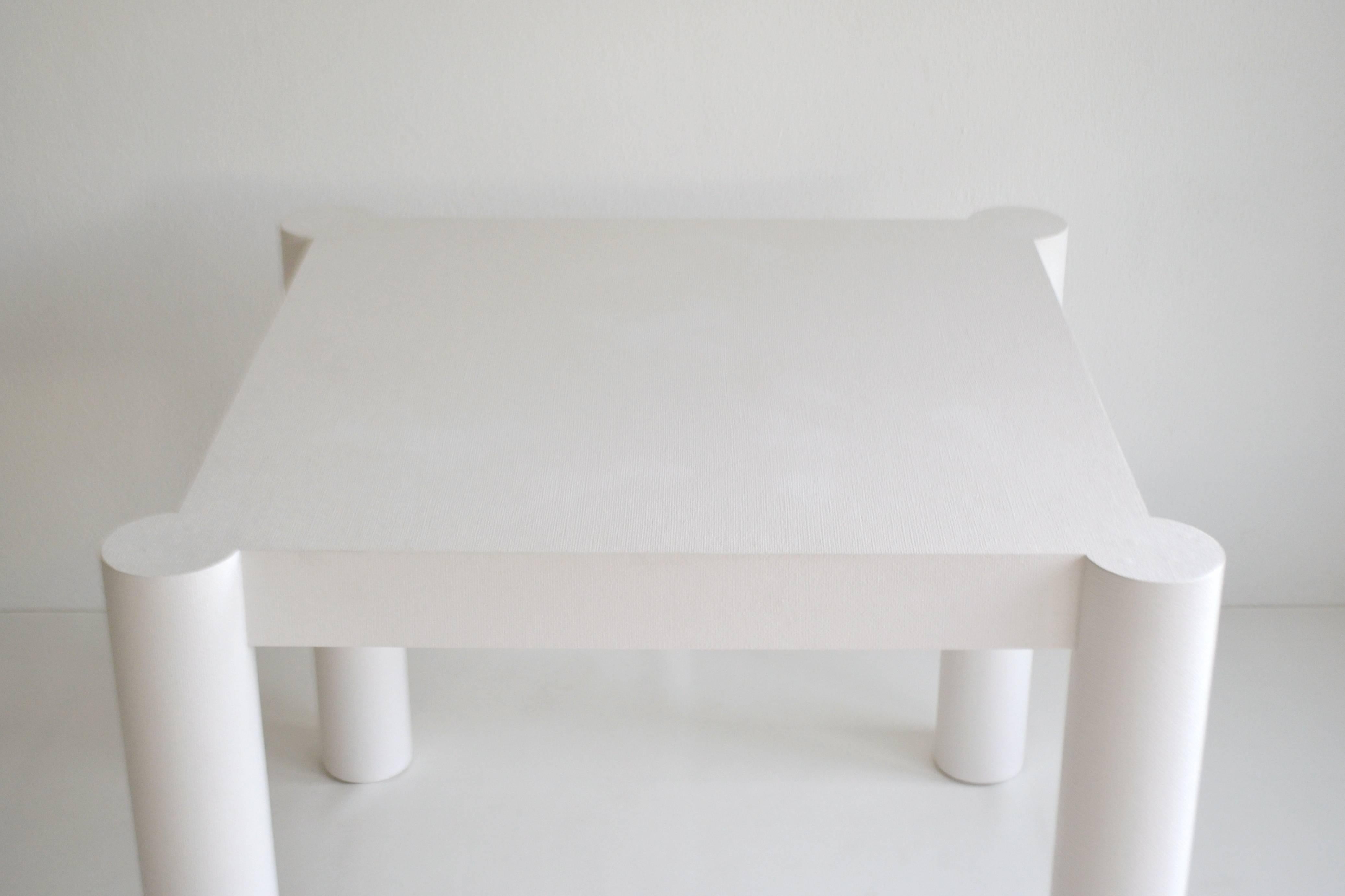Late 20th Century Post-Modern White Lacquered Linen Wrapped Game Table