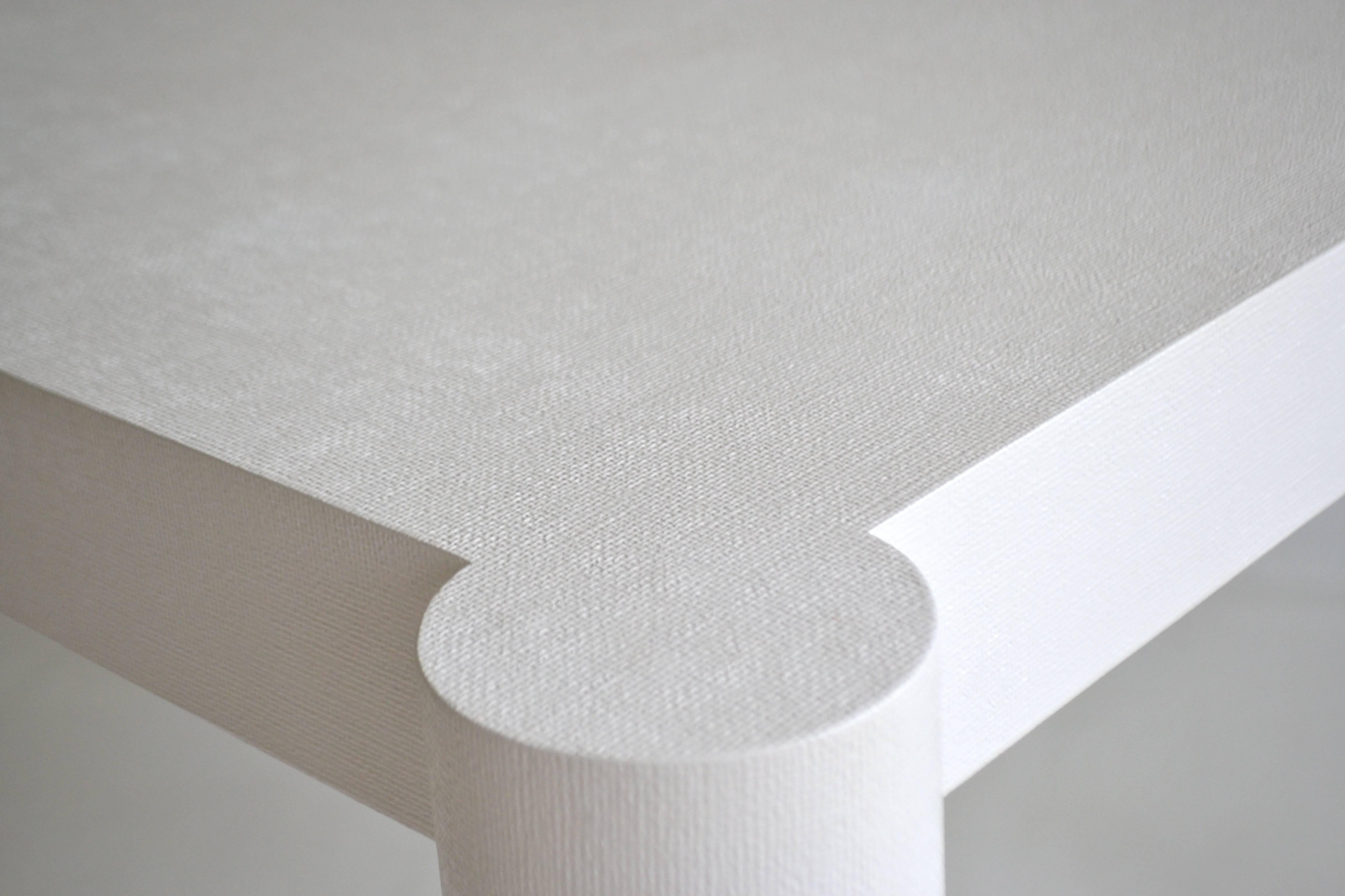 Post-Modern White Lacquered Linen Wrapped Game Table 1