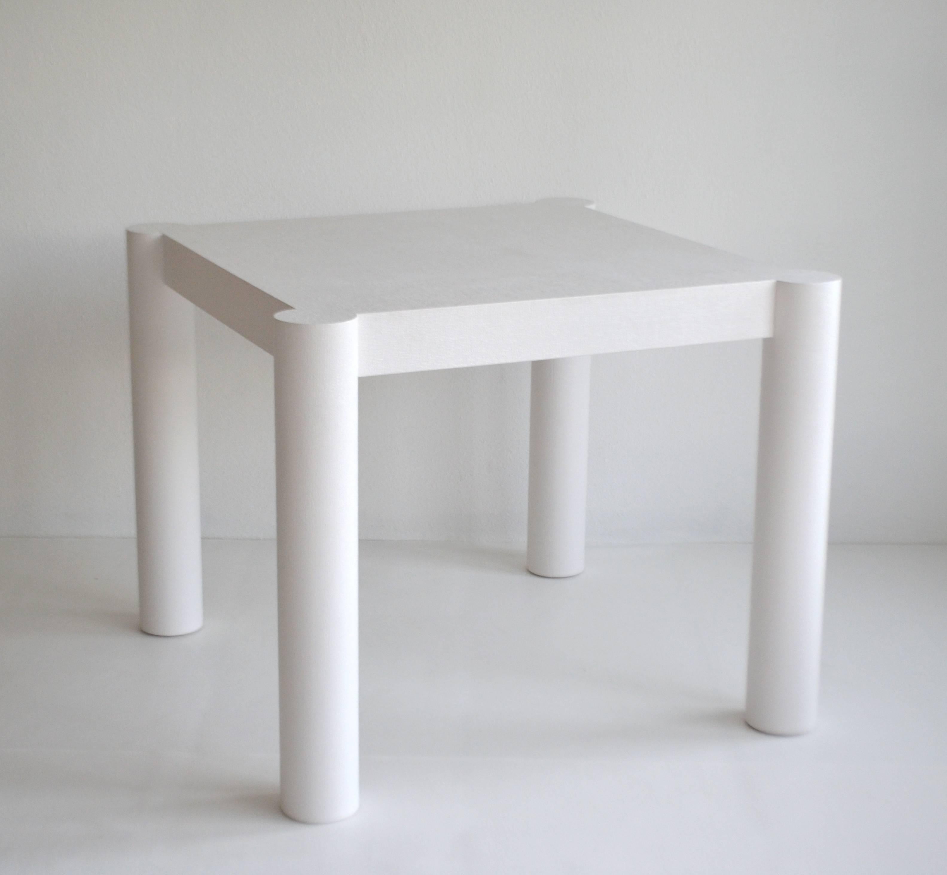 Post-Modern White Lacquered Linen Wrapped Game Table 2