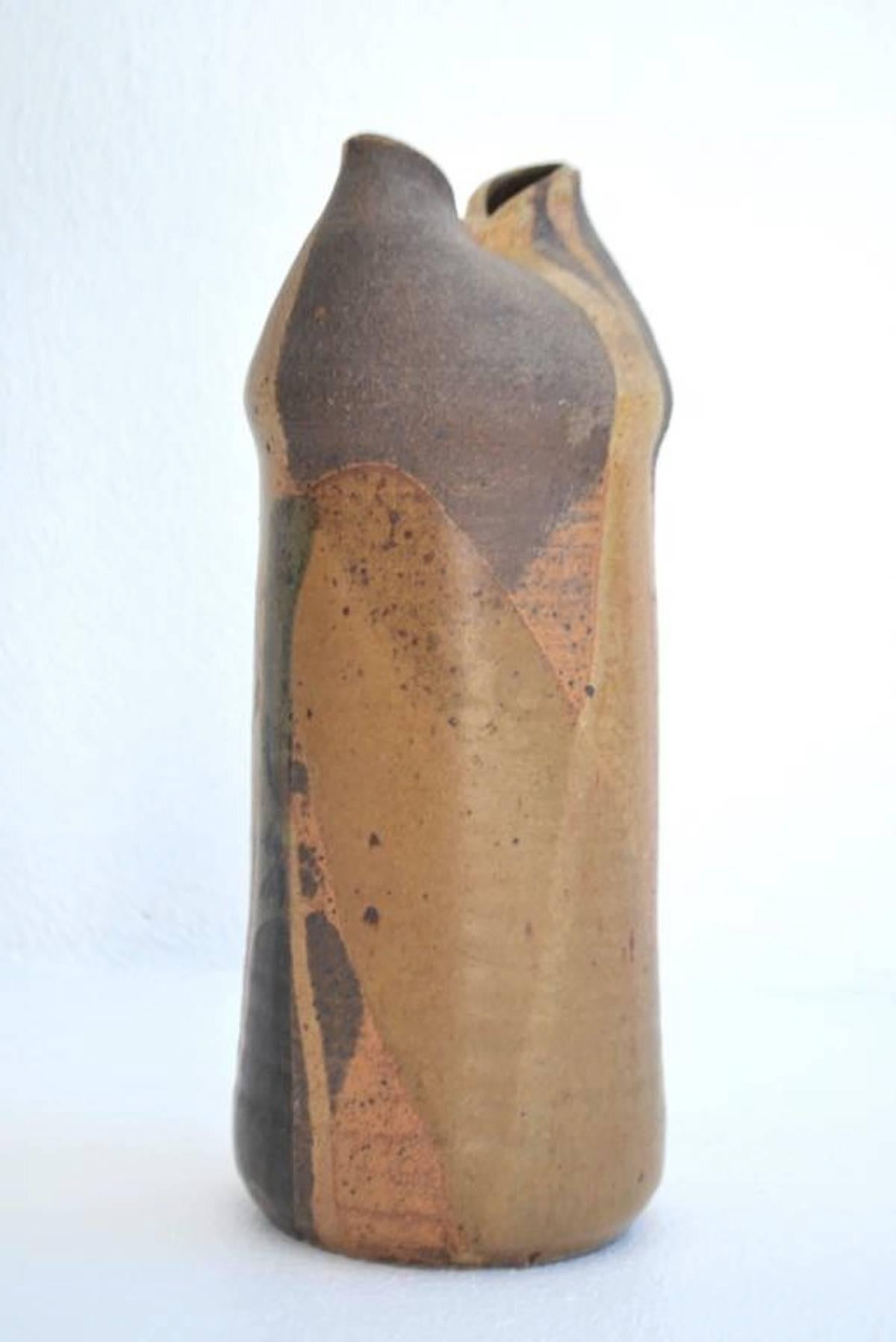 American Midcentury Hand Thrown Organic Form Ceramic Vase For Sale