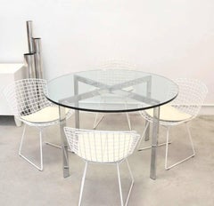 Midcentury Chrome and Glass Game Table