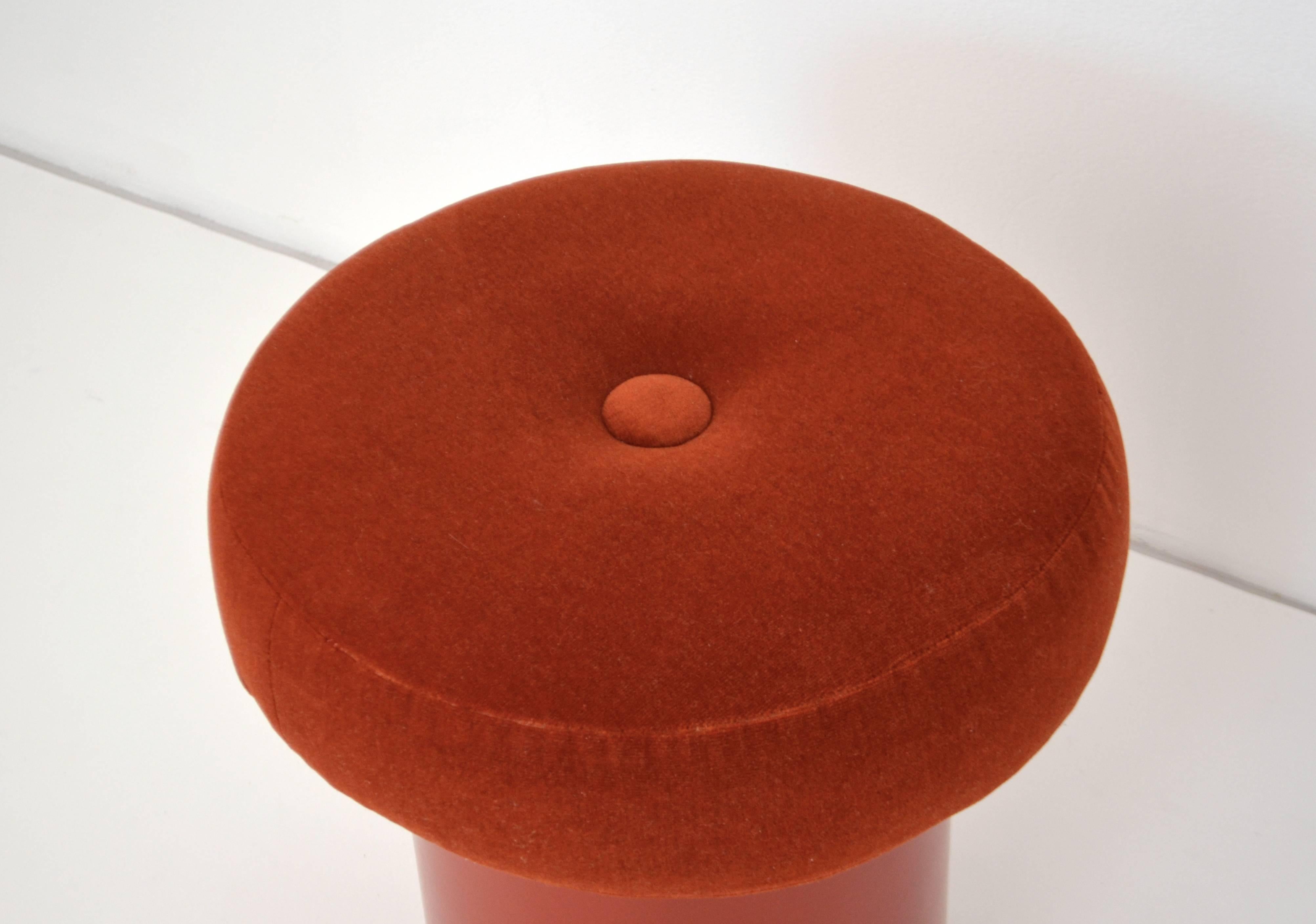 Mohair Postmodern Round Button Tufted Stool