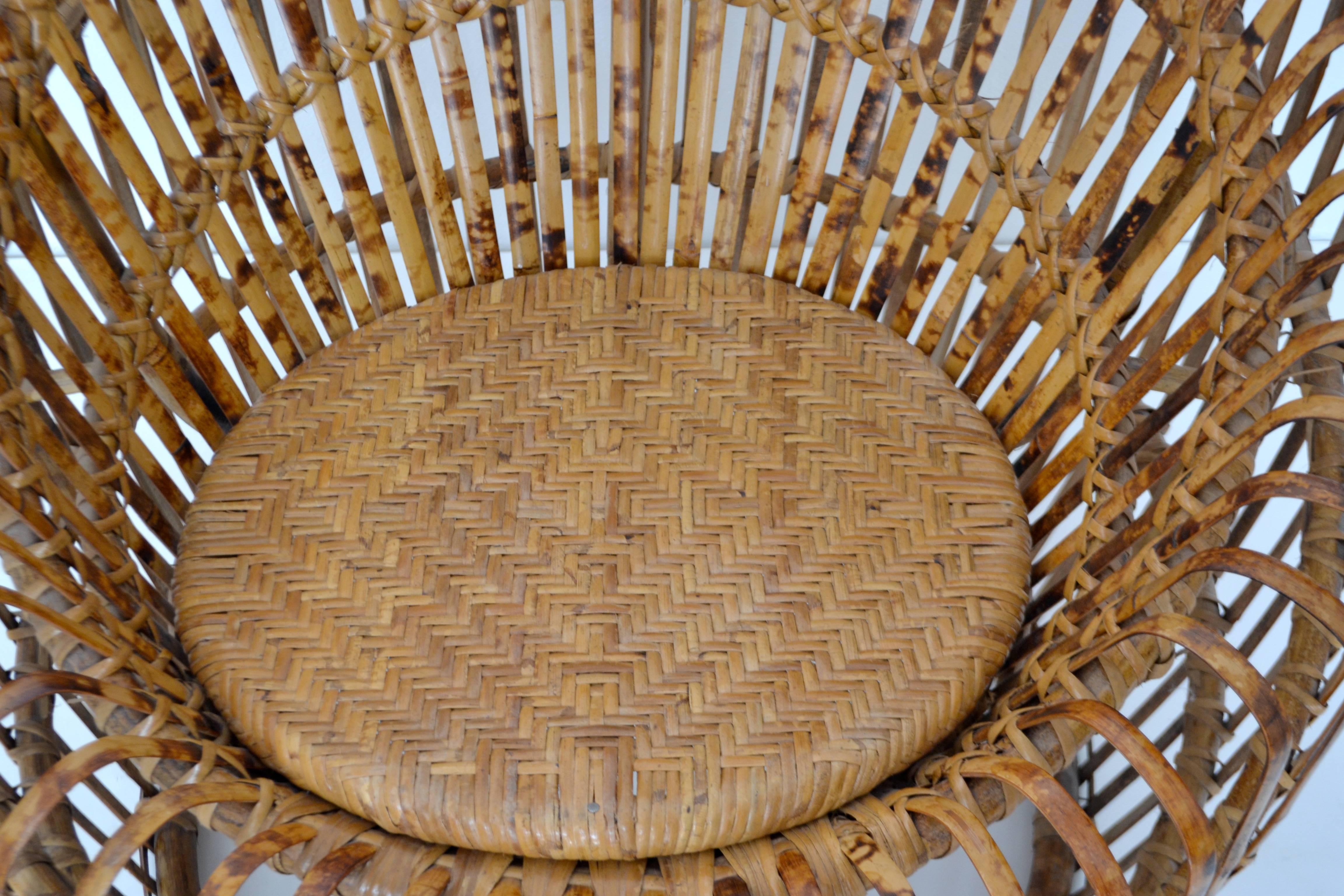 MidCentury Italian Slatted Bamboo Tub Chair at 1stDibs