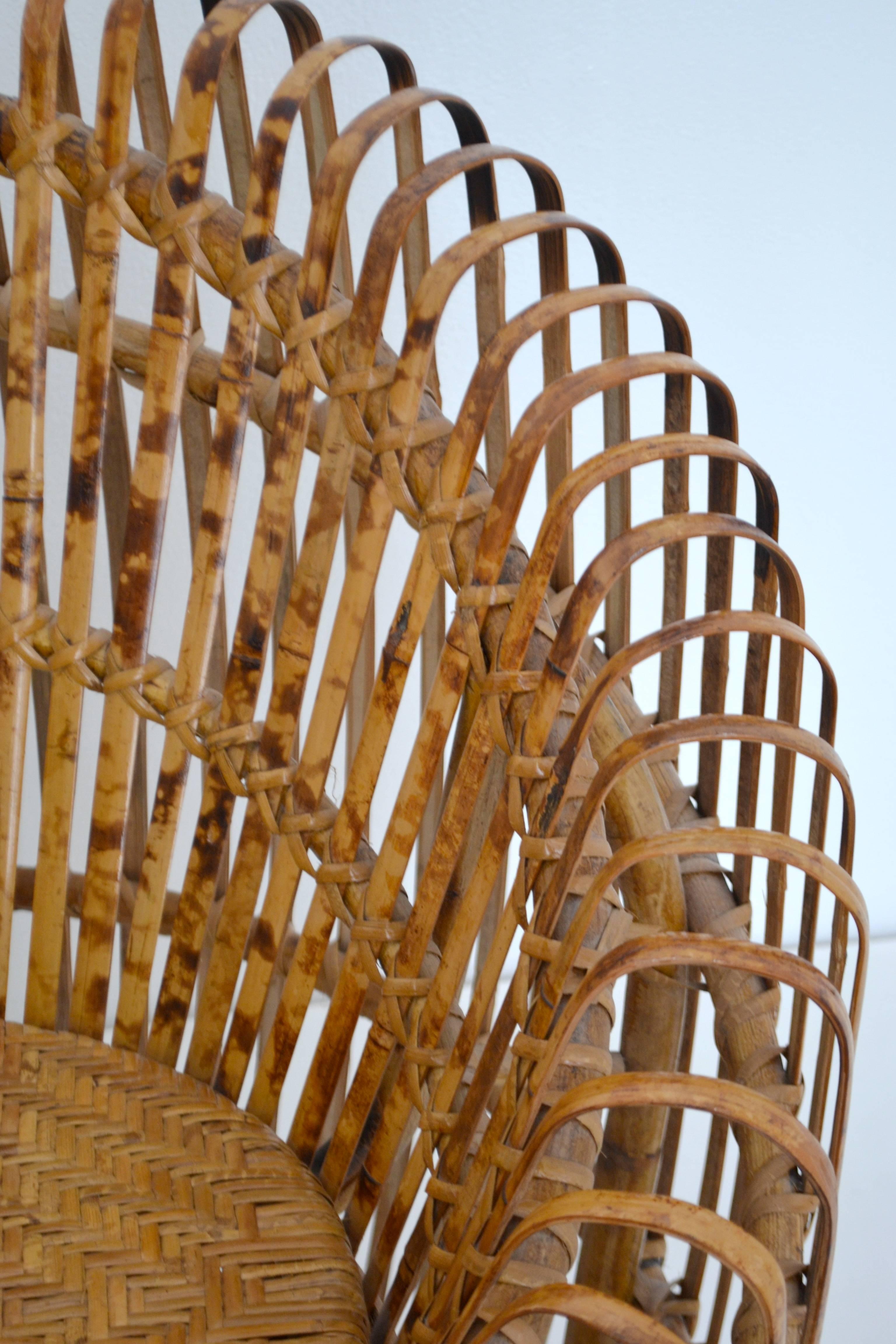 Mid-Century Italian Slatted Bamboo Tub Chair 3