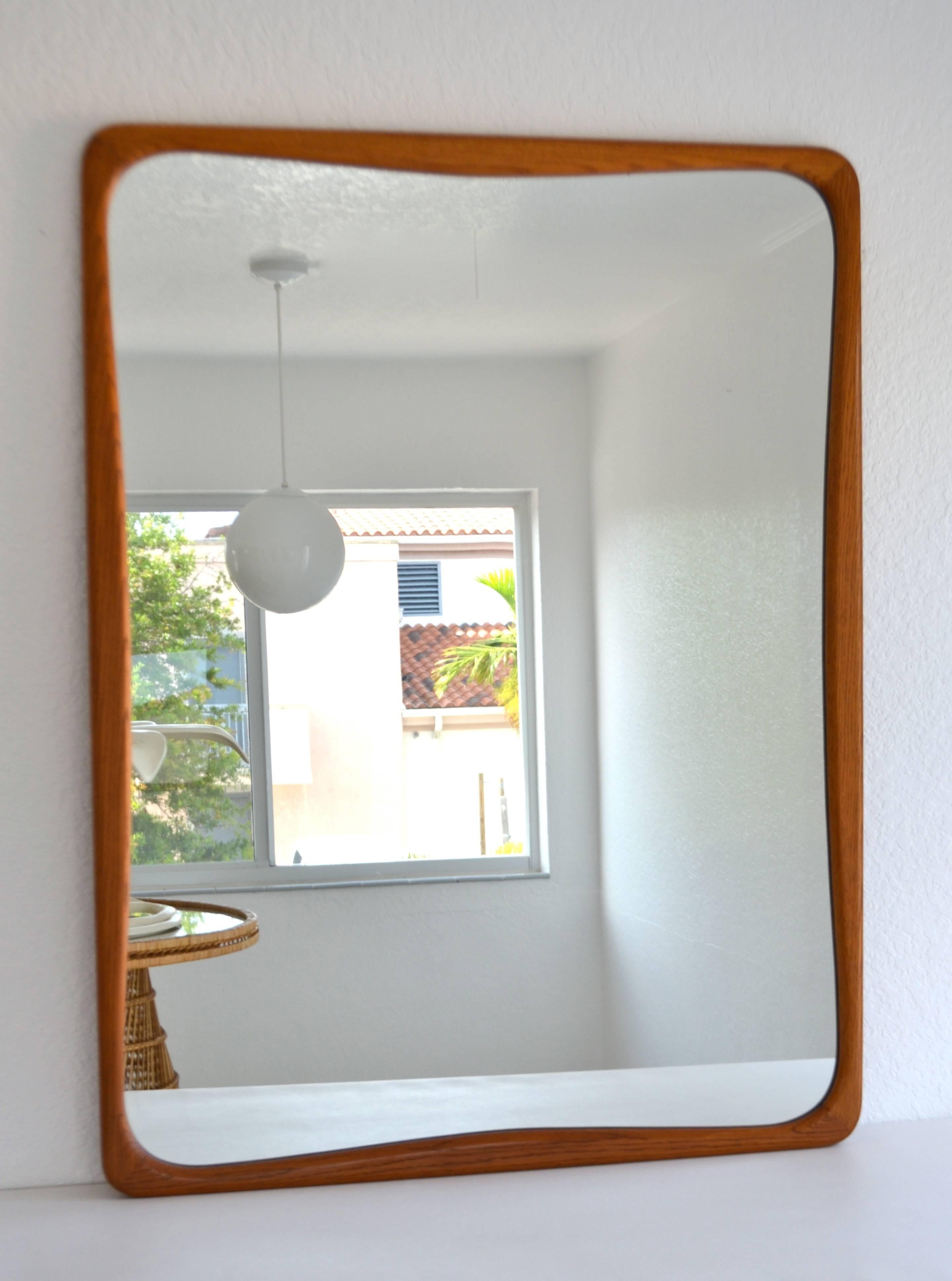 Mid-Century Modern Midcentury Oak Rectangular Wall Mirror For Sale