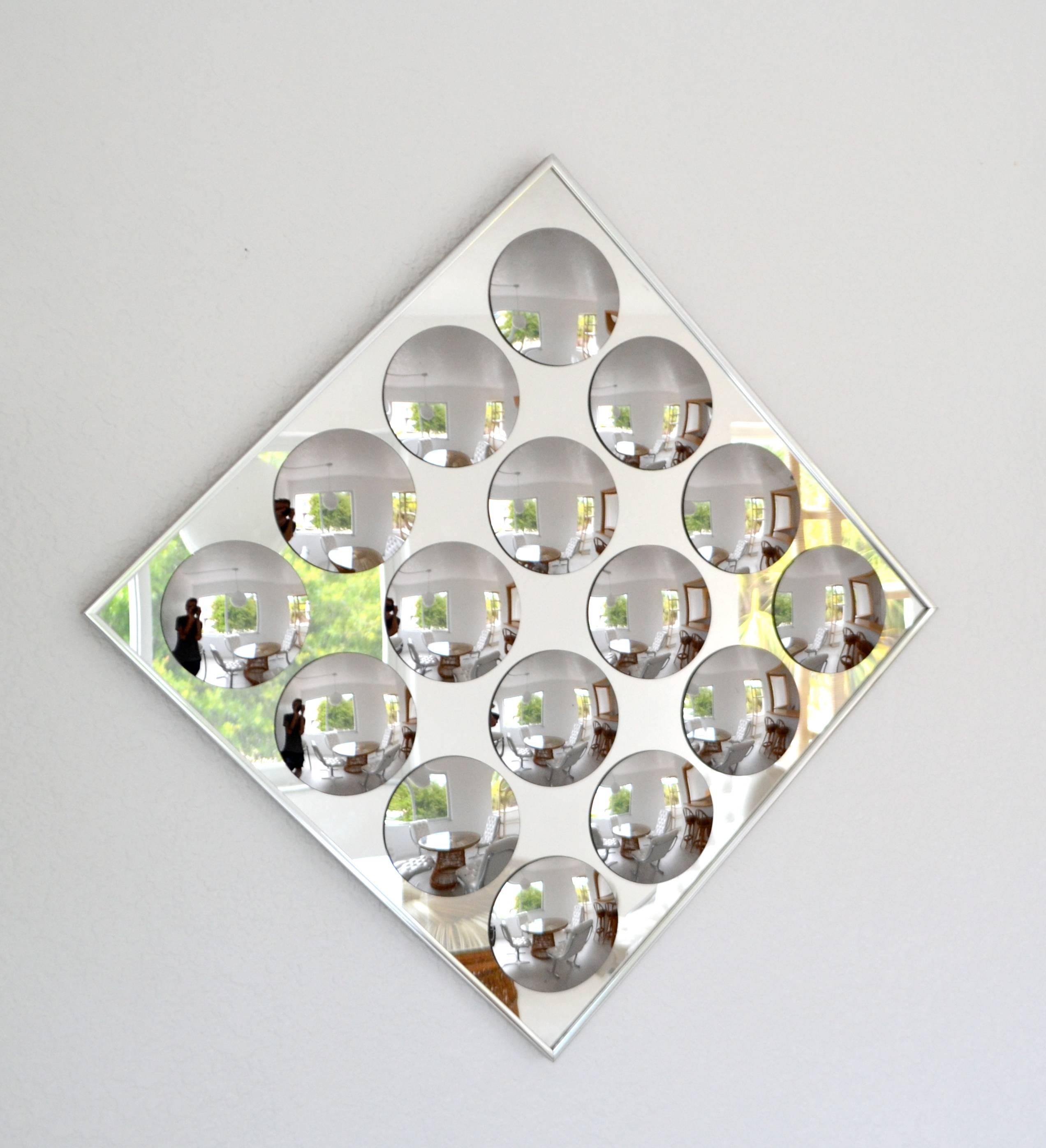 Midcentury Op Art Wall Mirror In Good Condition For Sale In West Palm Beach, FL
