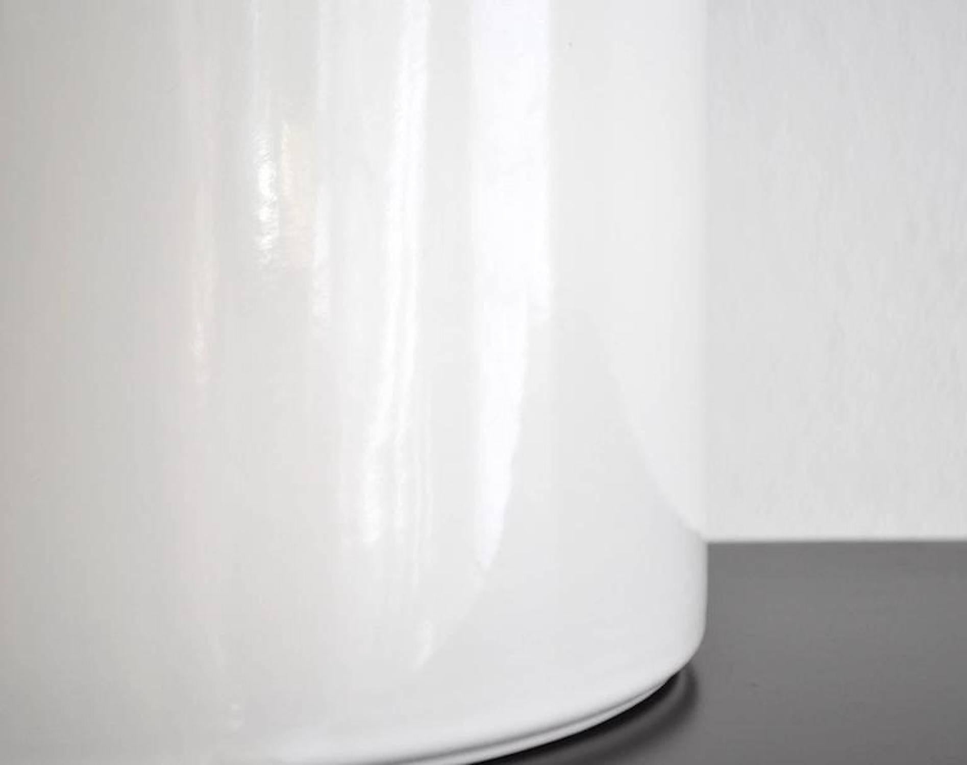 Pair of White Glazed Ceramic Jar Form Table Lamps For Sale 1