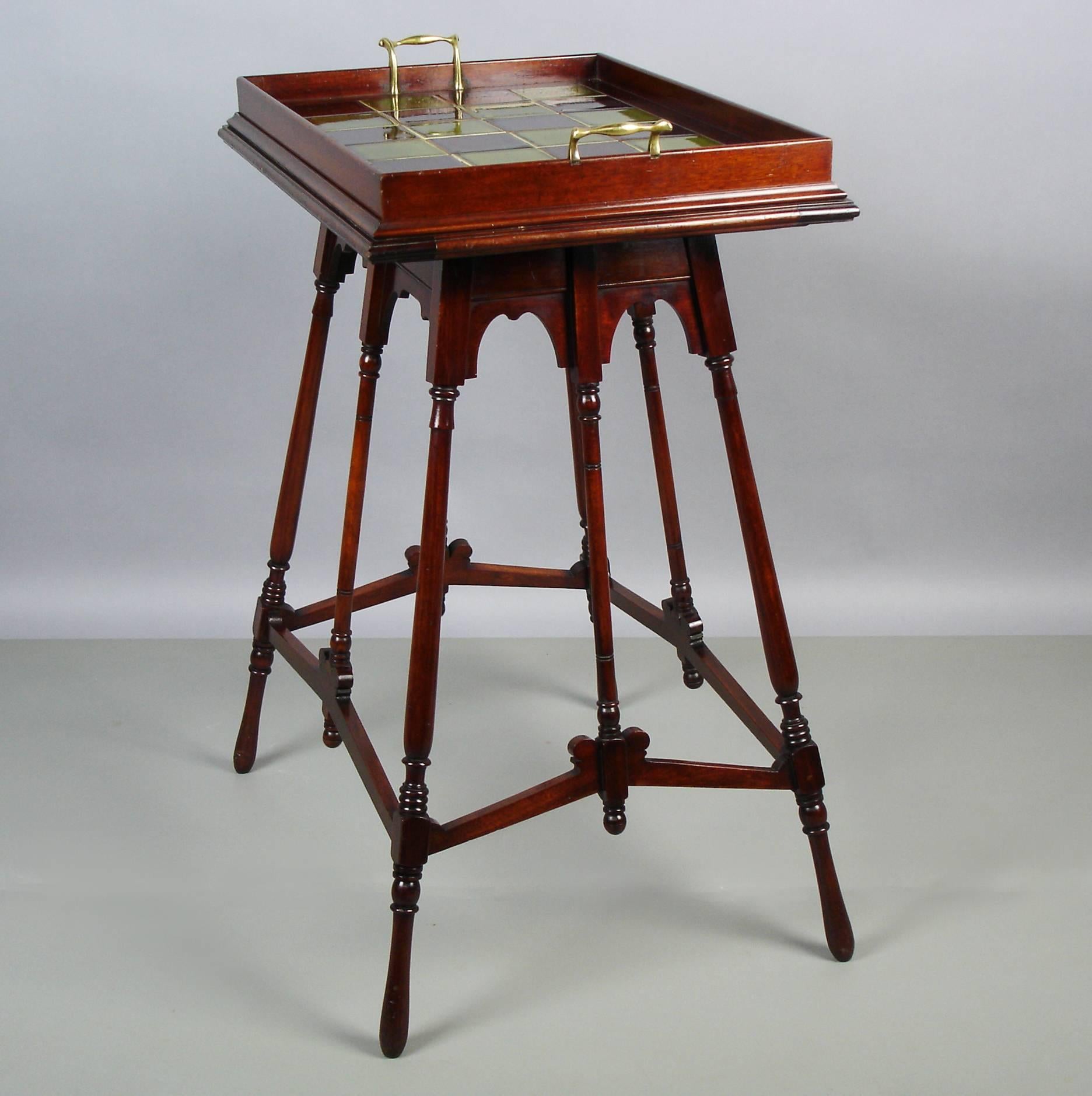 Glazed Aesthetic Movement Mahogany Tea Table and its Tray