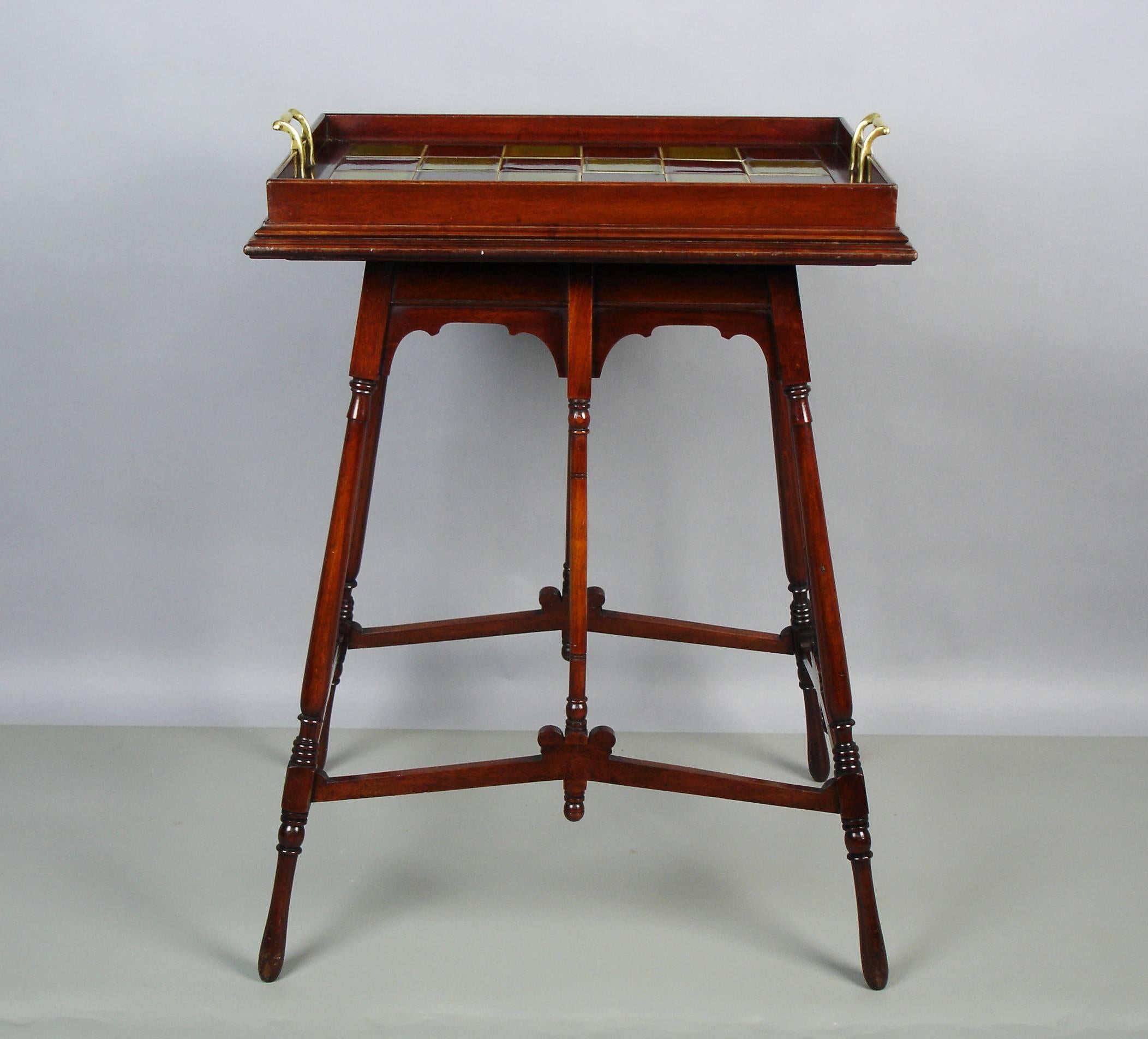 Aesthetic Movement Mahogany Tea Table and its Tray 1