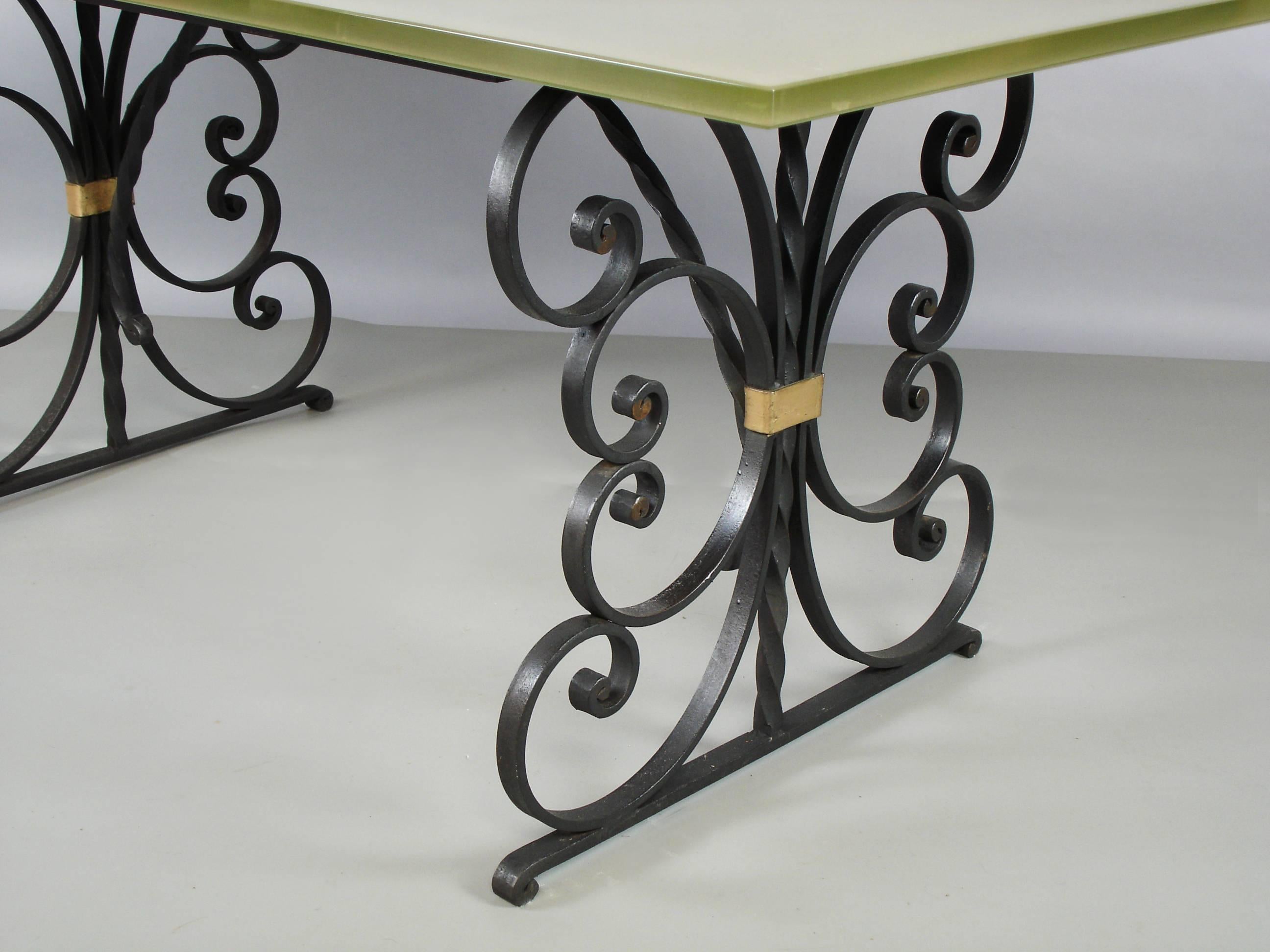 wrought iron glass top dining table for sale