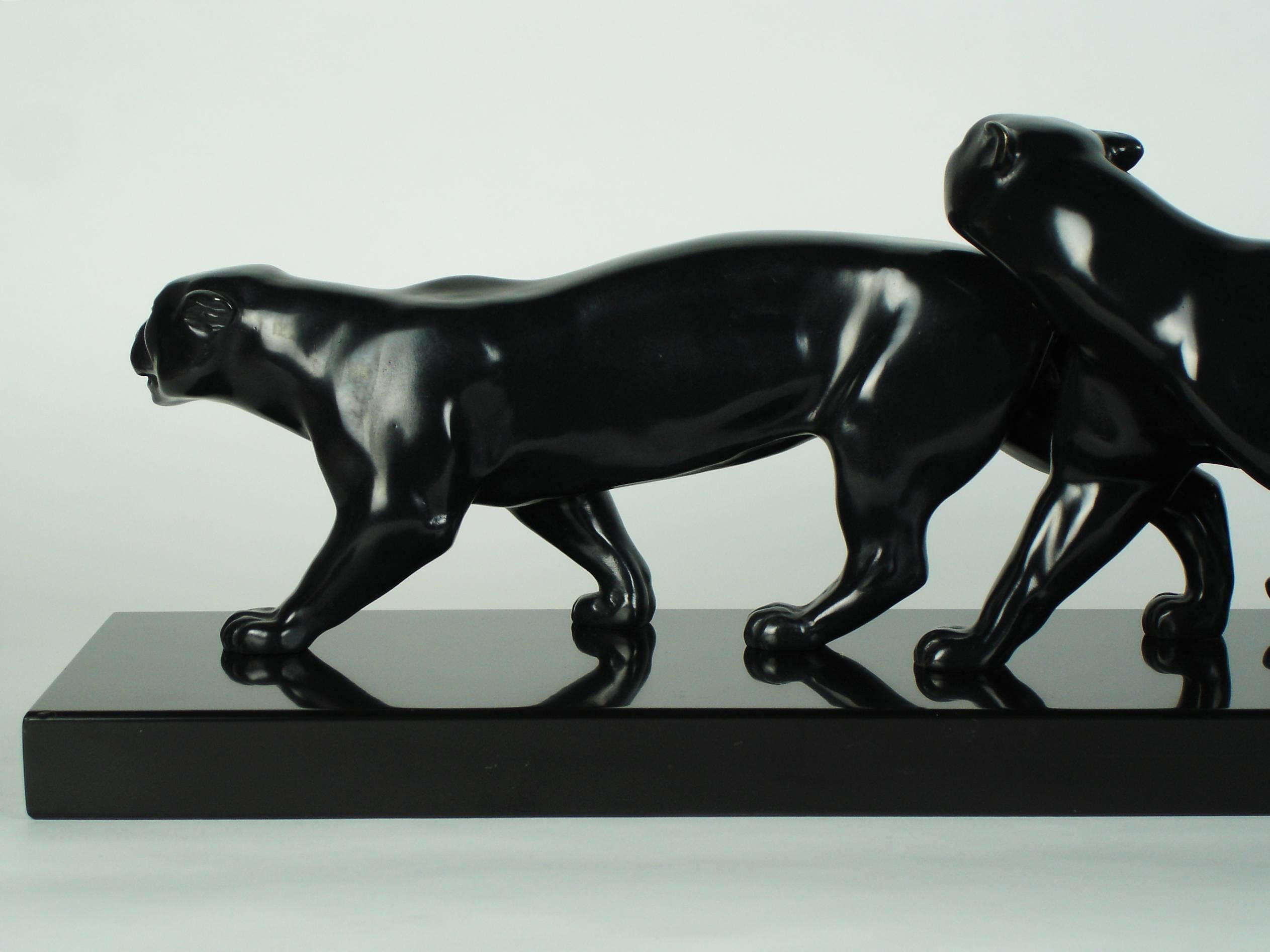 Ferronnerie Sculpture de panthères Art déco de Lucien Alliot