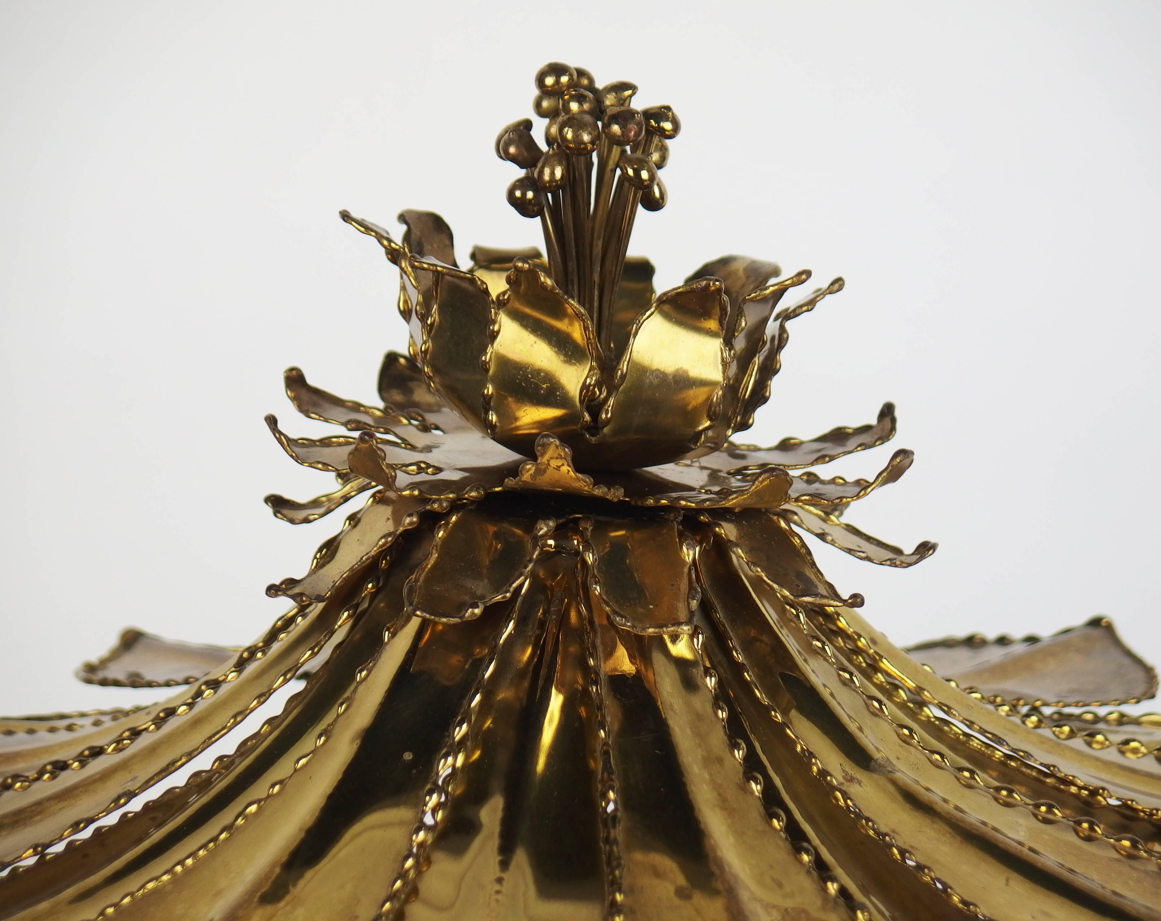 French Brass Flower Table Lamp