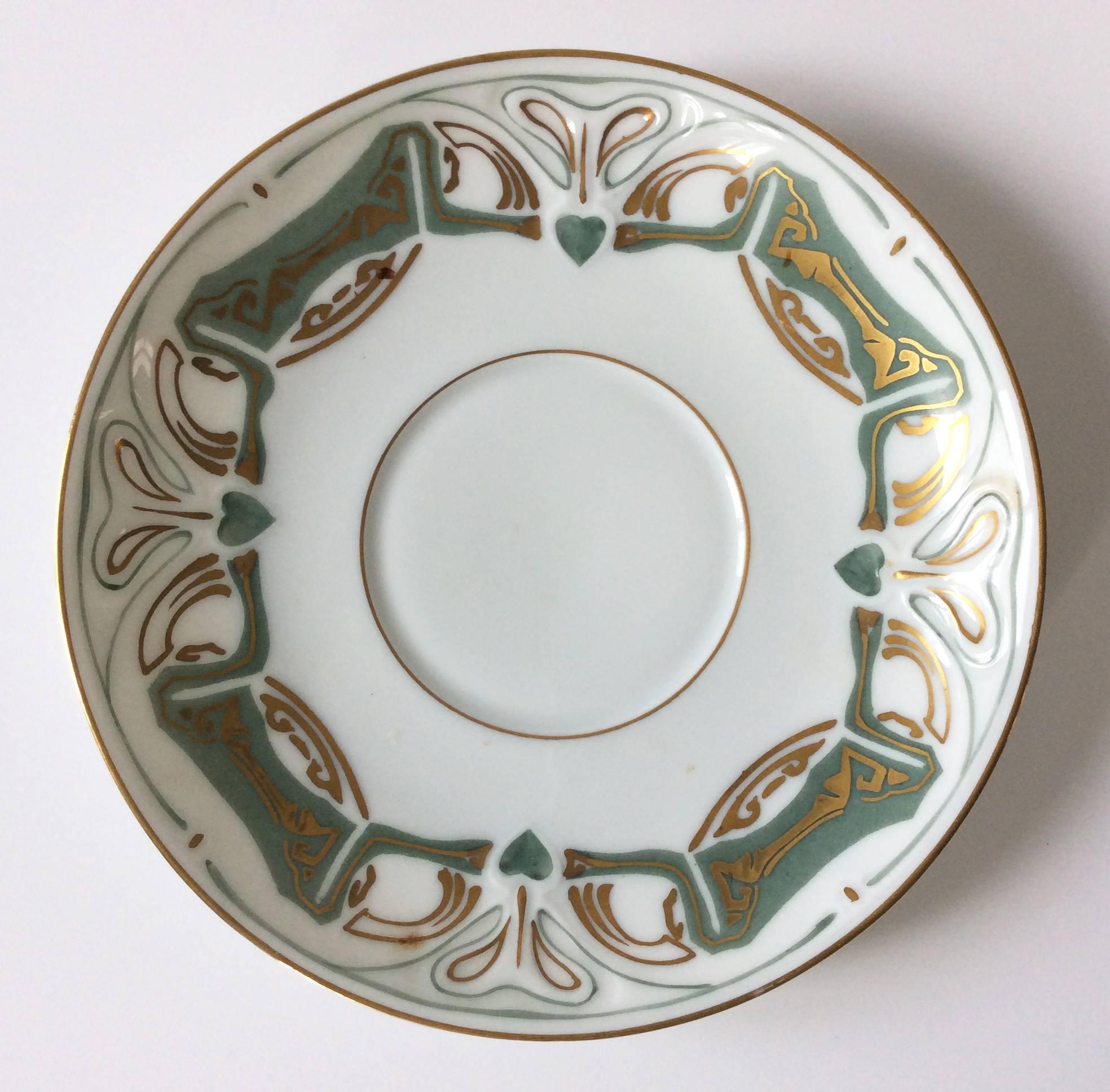 Jugendstil Porcelain Set of Seven Pieces by Hermann Ohme For Sale 2