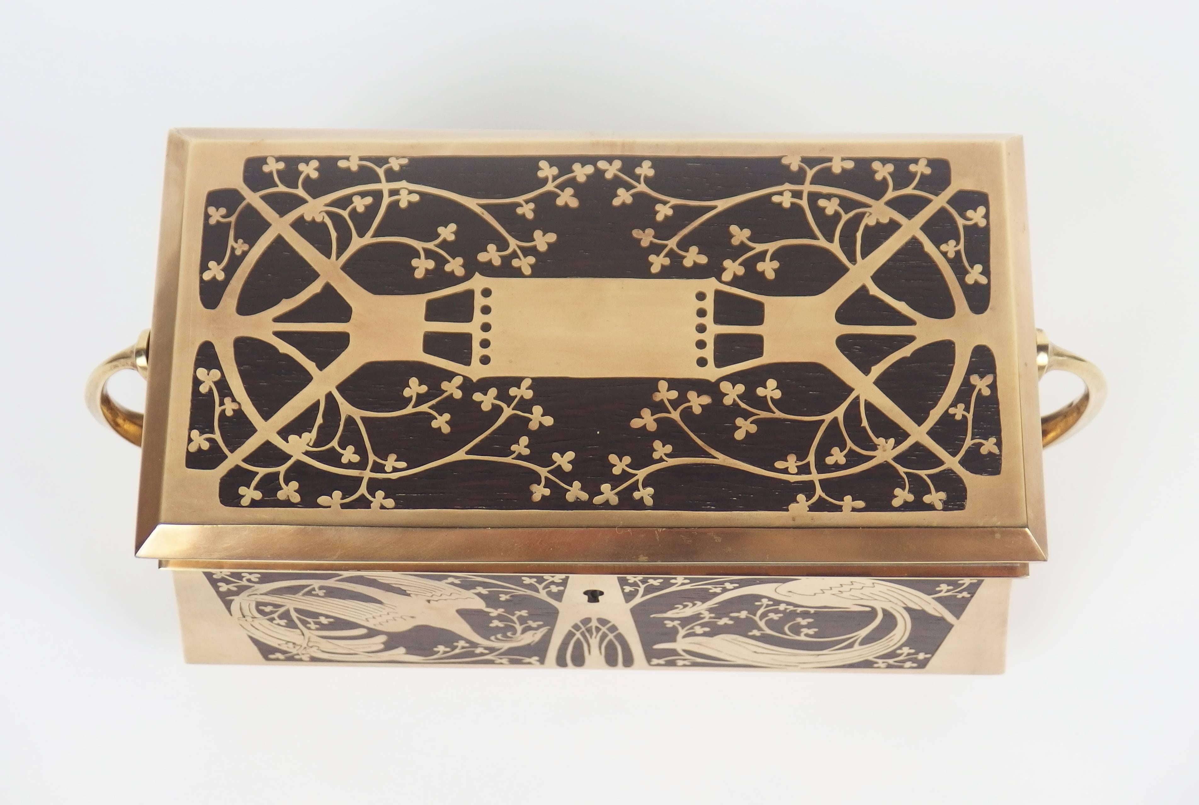 Brass Jugendstil Jewelry Box by Erhard & Sohne