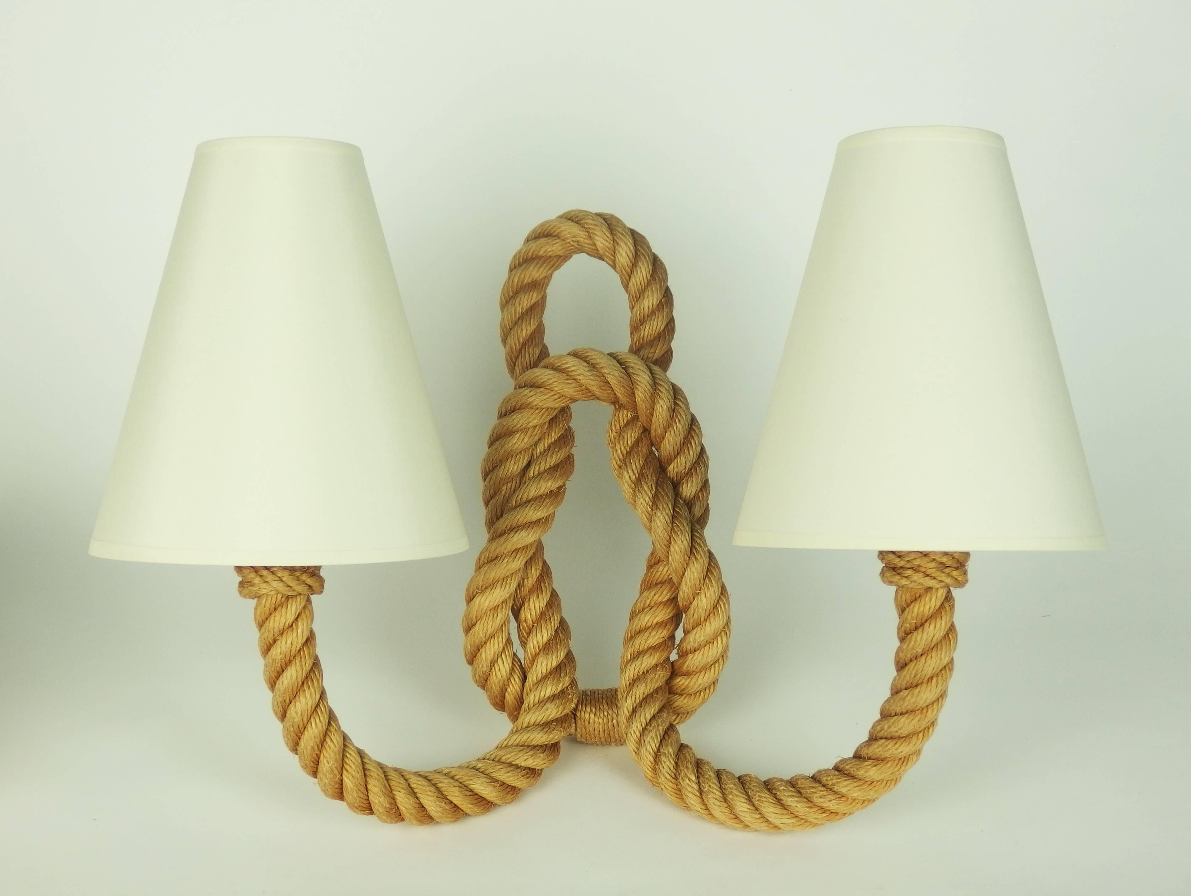 Two rope sconces manufactured in the 1960s by Adrien Audoux & Frida Minet.