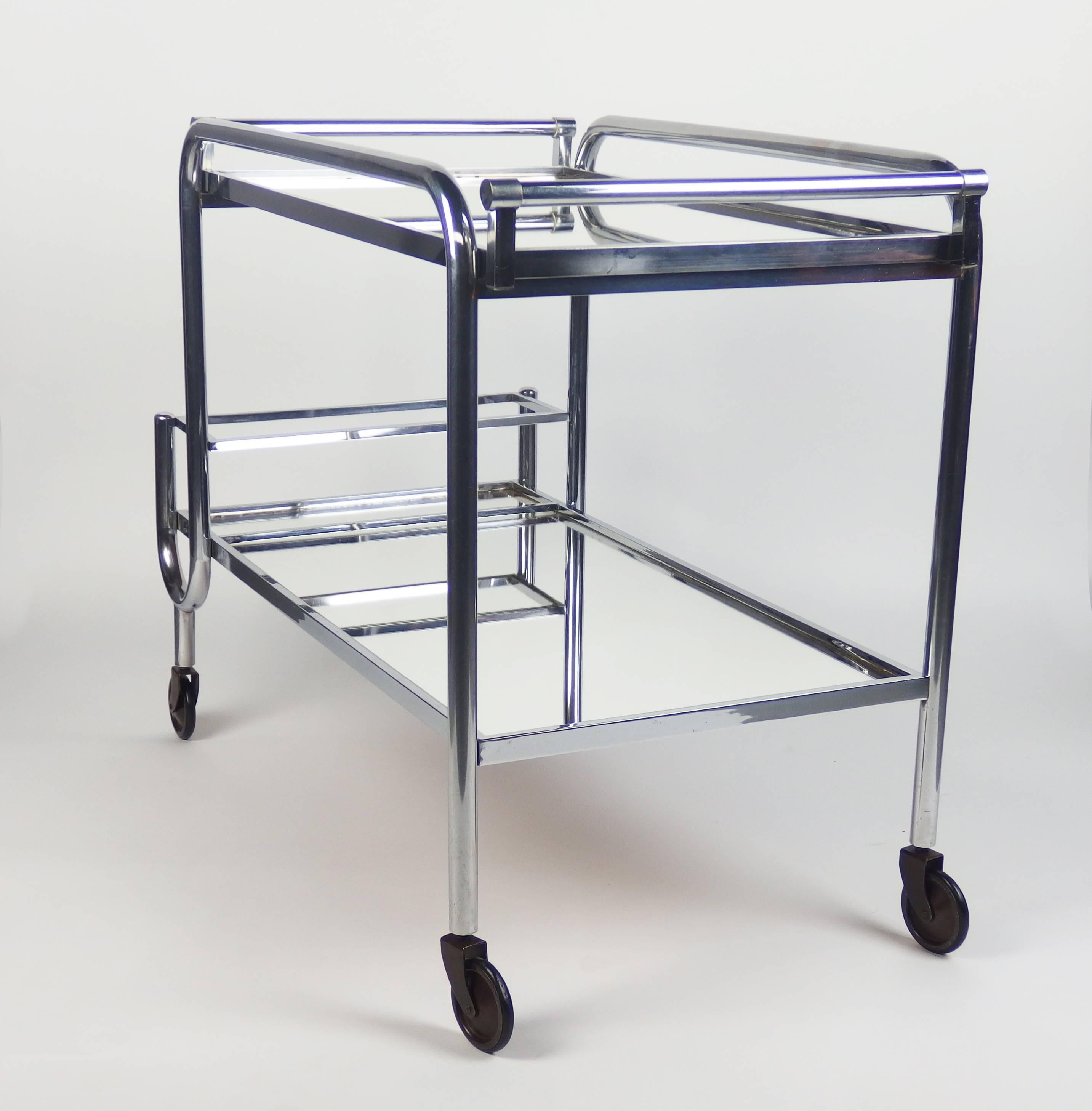 Art Deco Serving Bar Cart by Jacques Adnet In Good Condition In Janvry, Essonne