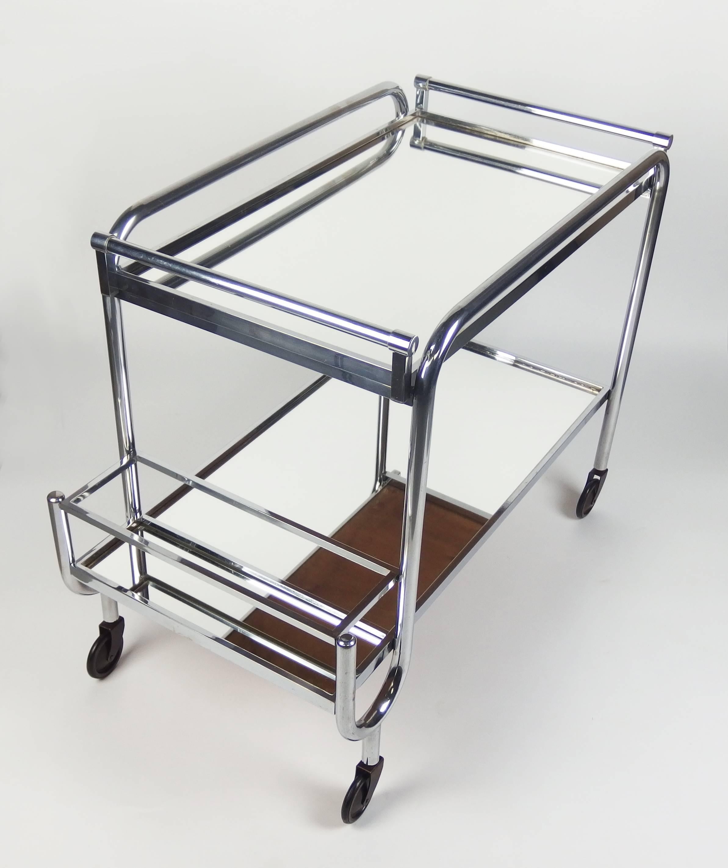 Mid-20th Century Art Deco Serving Bar Cart by Jacques Adnet