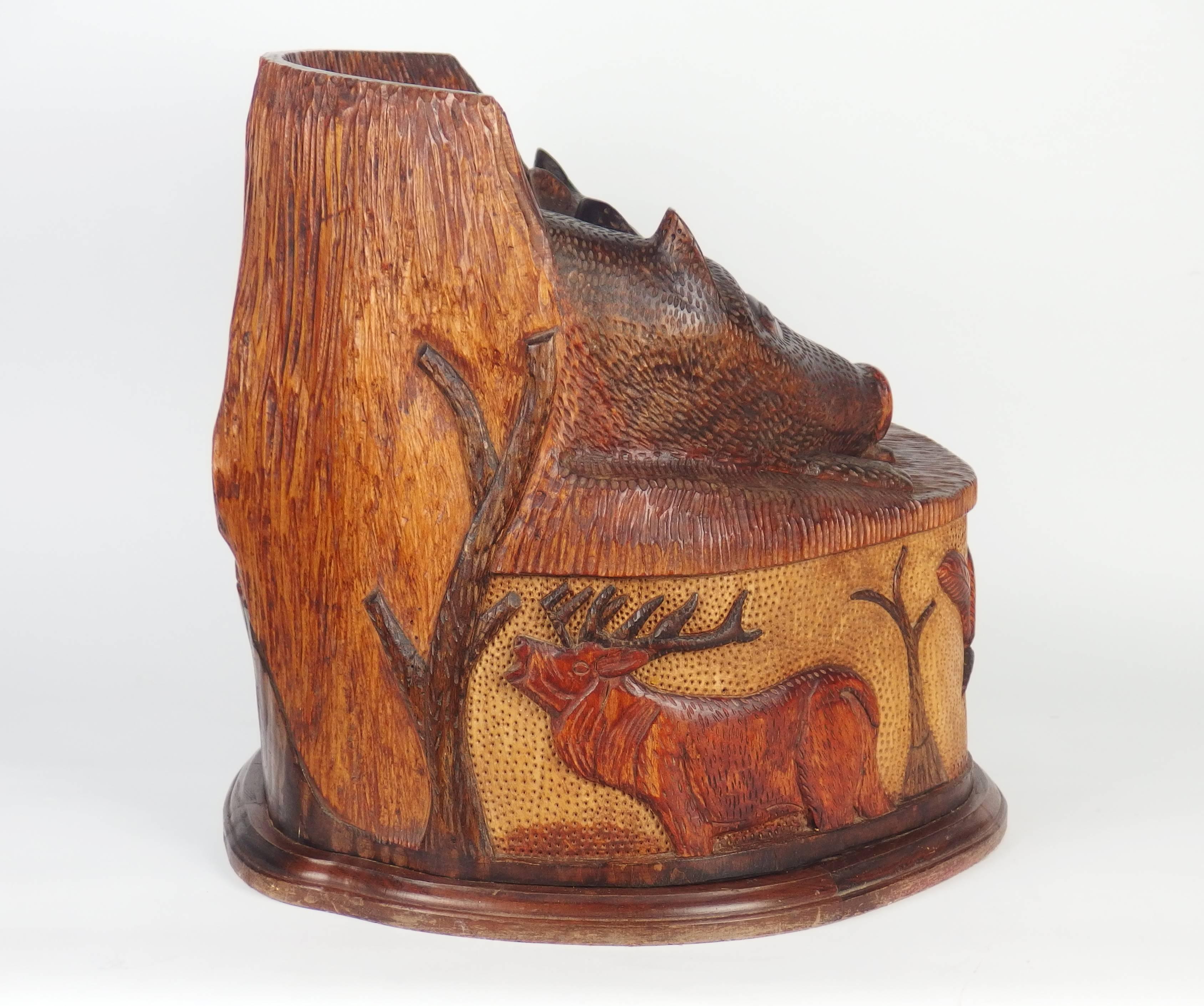 Carved Folk Art Wood Stool For Sale