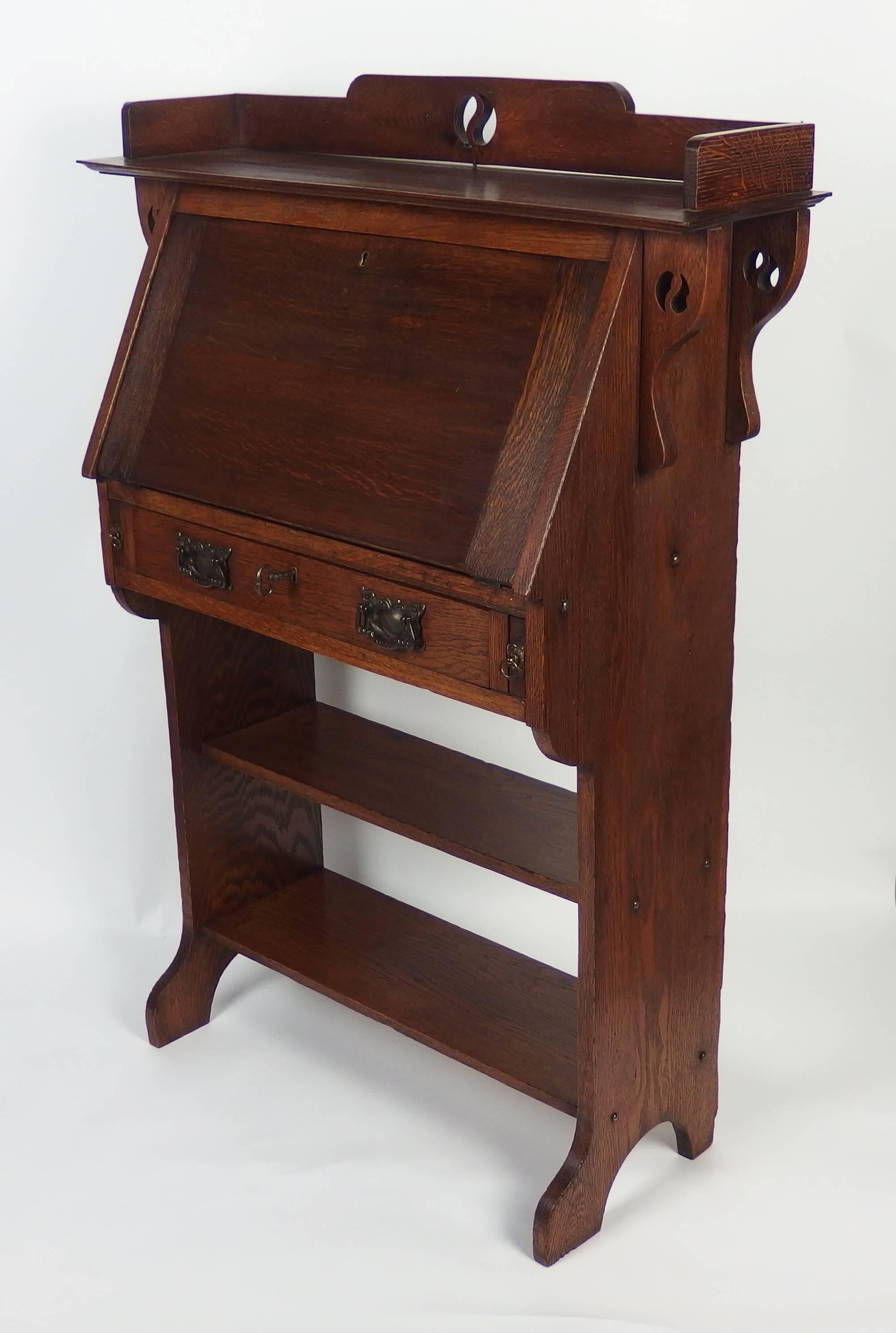Arts and Crafts Oak Secretaire by Liberty & Co.