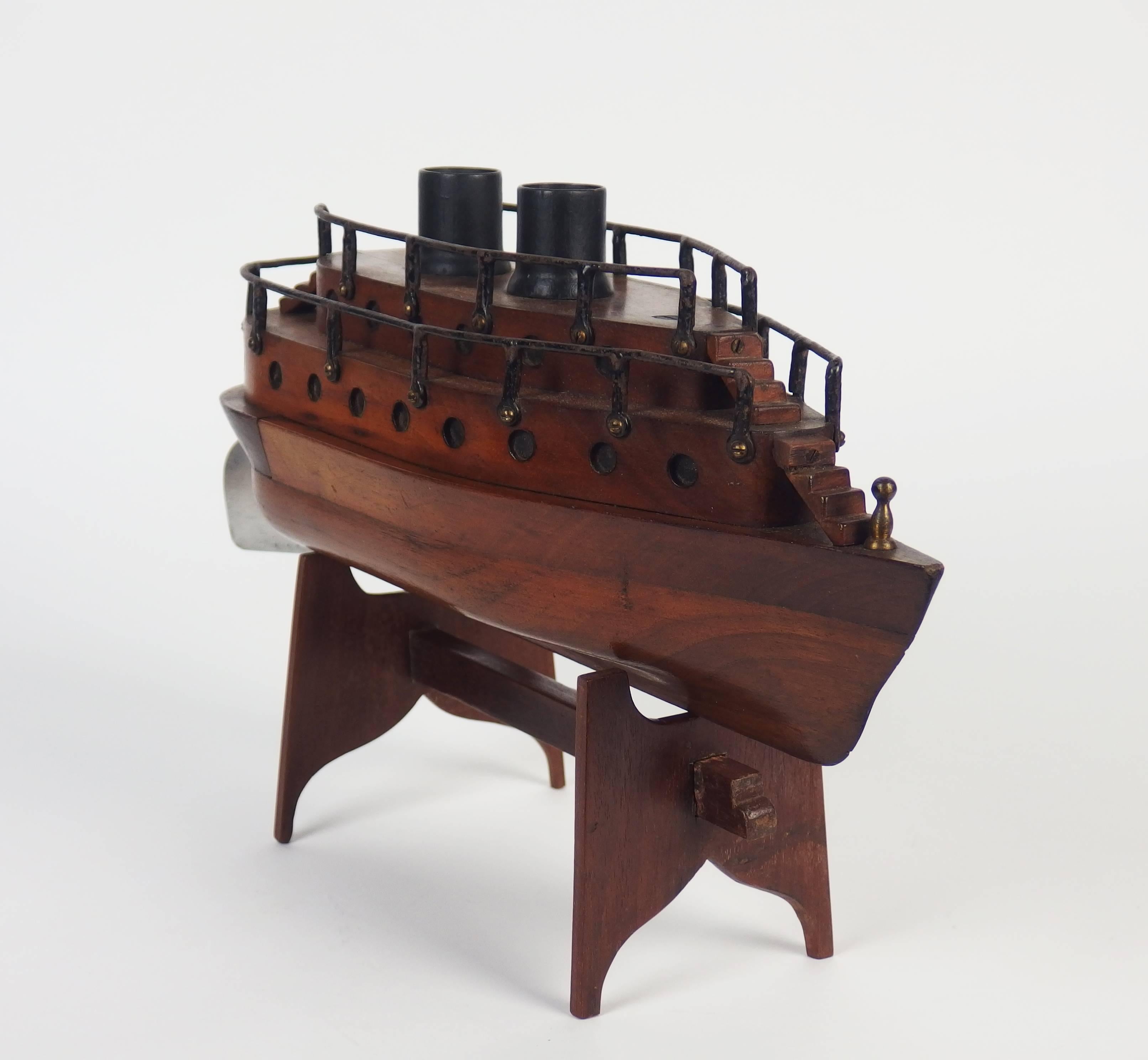 Carved Folk Art Boat Model For Sale