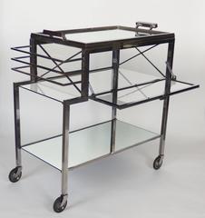 Art Deco Modernist Bar Cart by Jacques Adnet