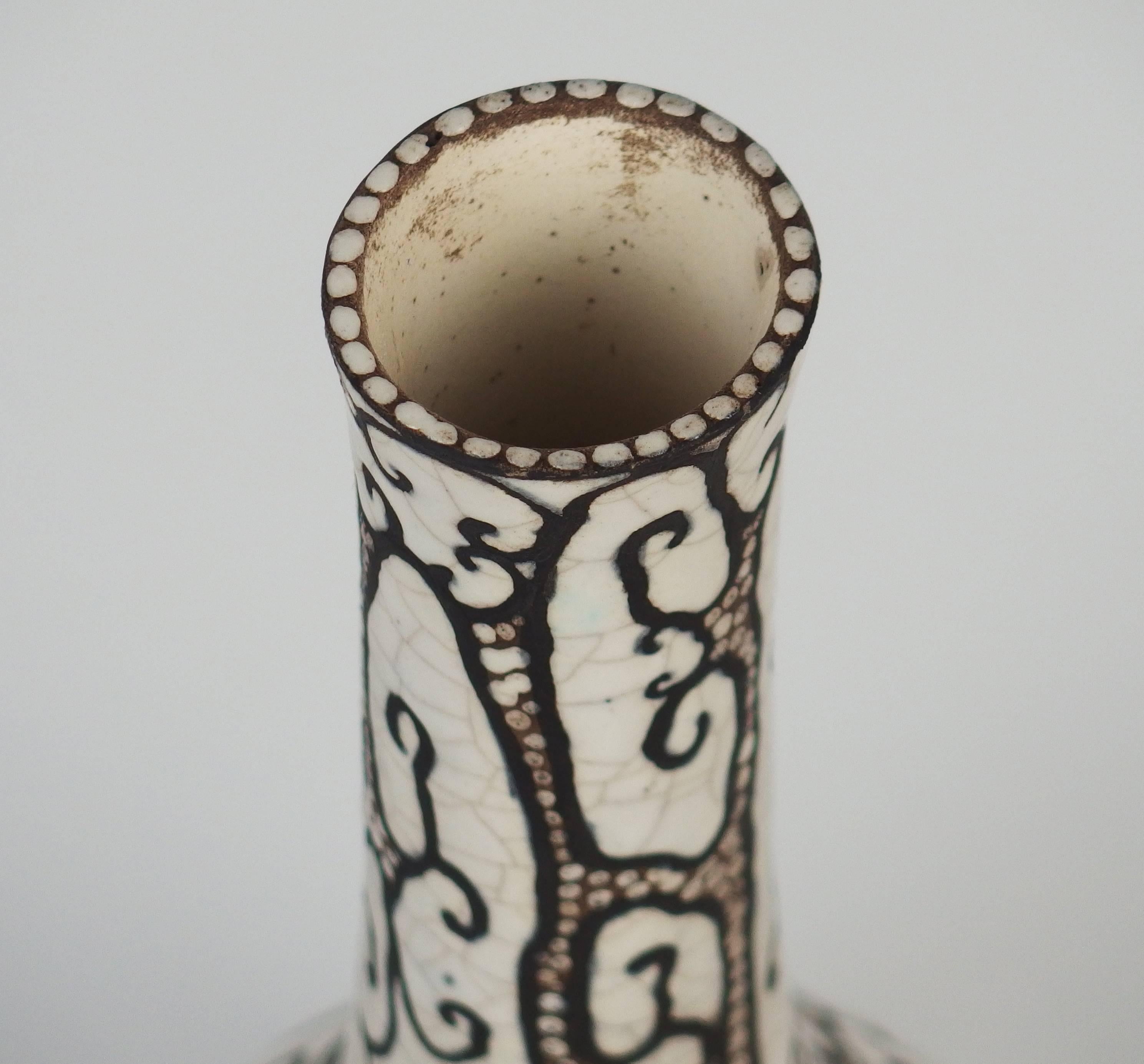 Early 20th Century Art Deco Ceramic Vase by Raoul Lachenal