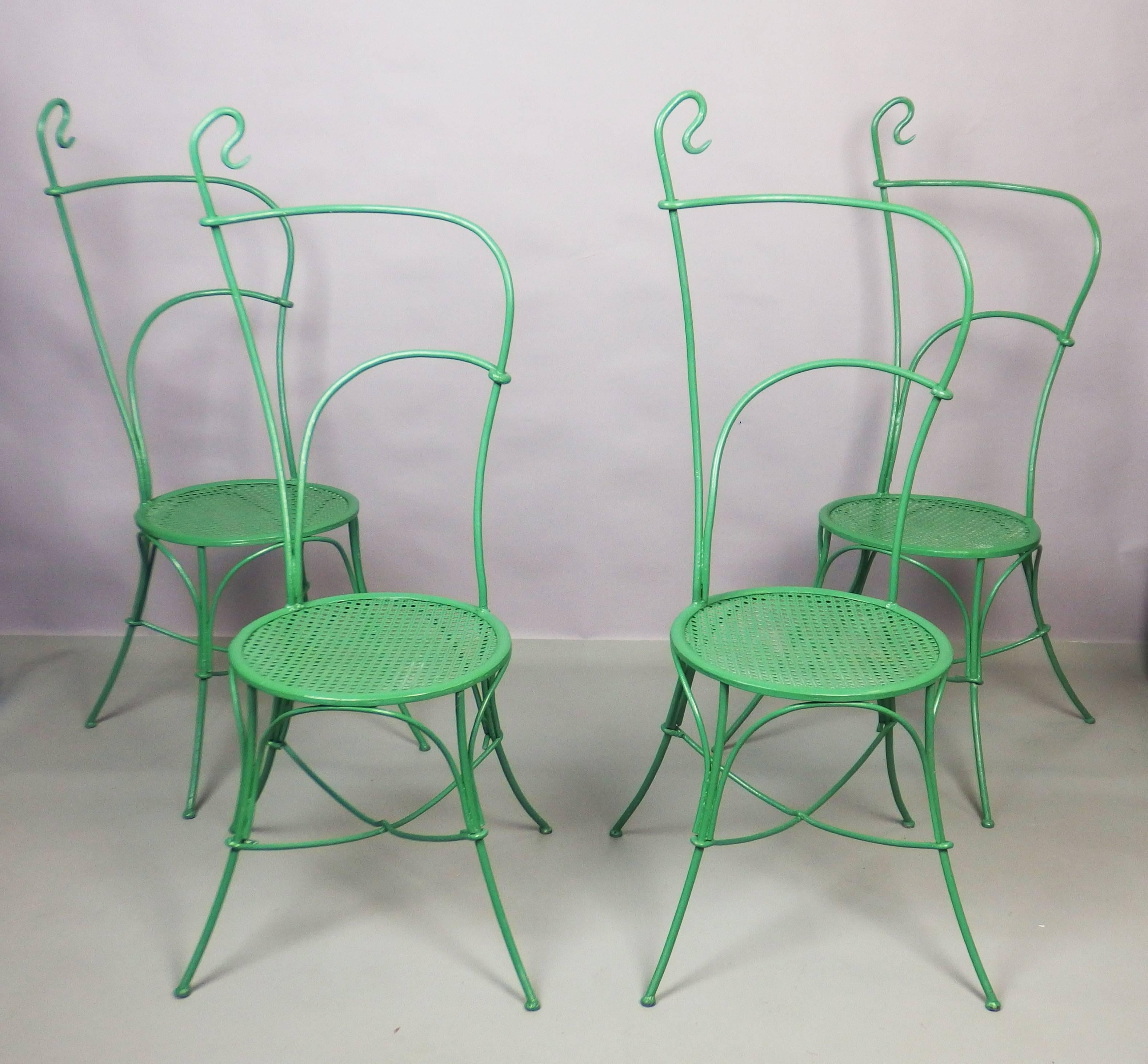 Set of Four Art Nouveau Iron Garden Chairs