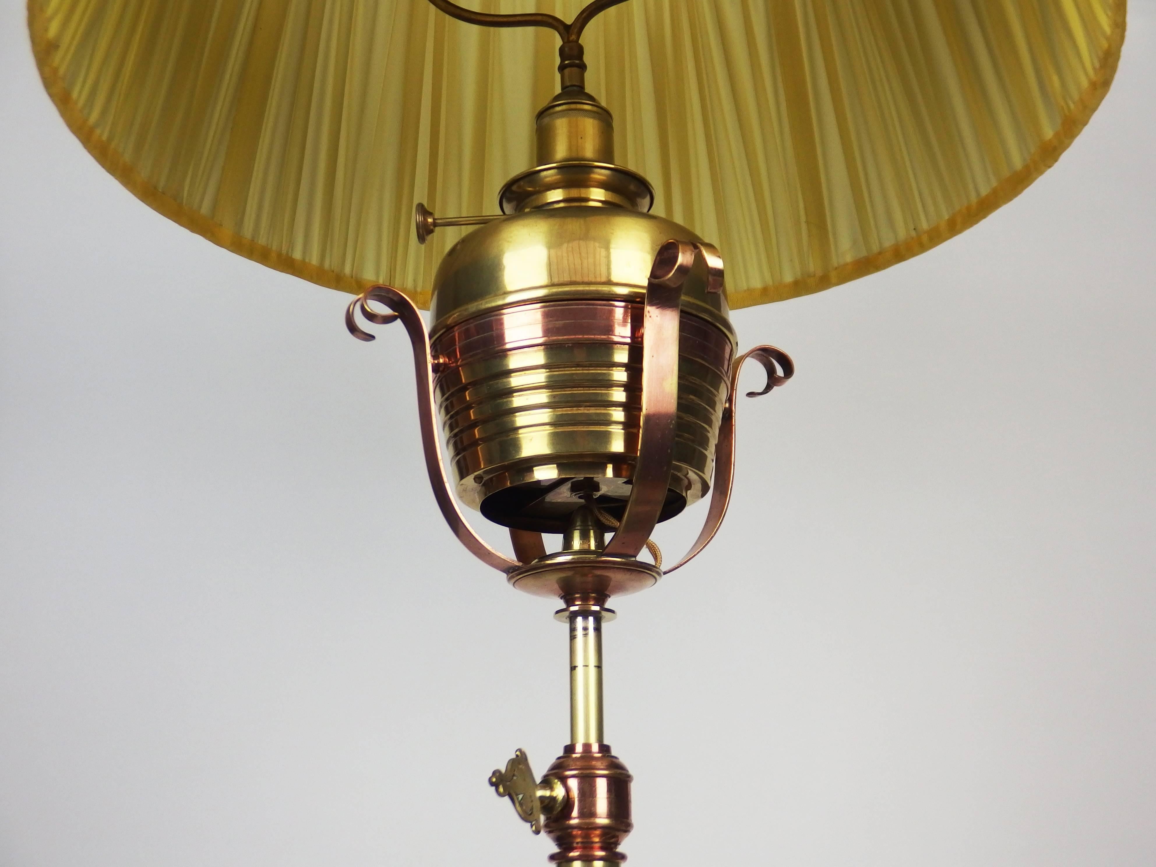 Brass jugendstill Adjustable Floor Lamp For Sale