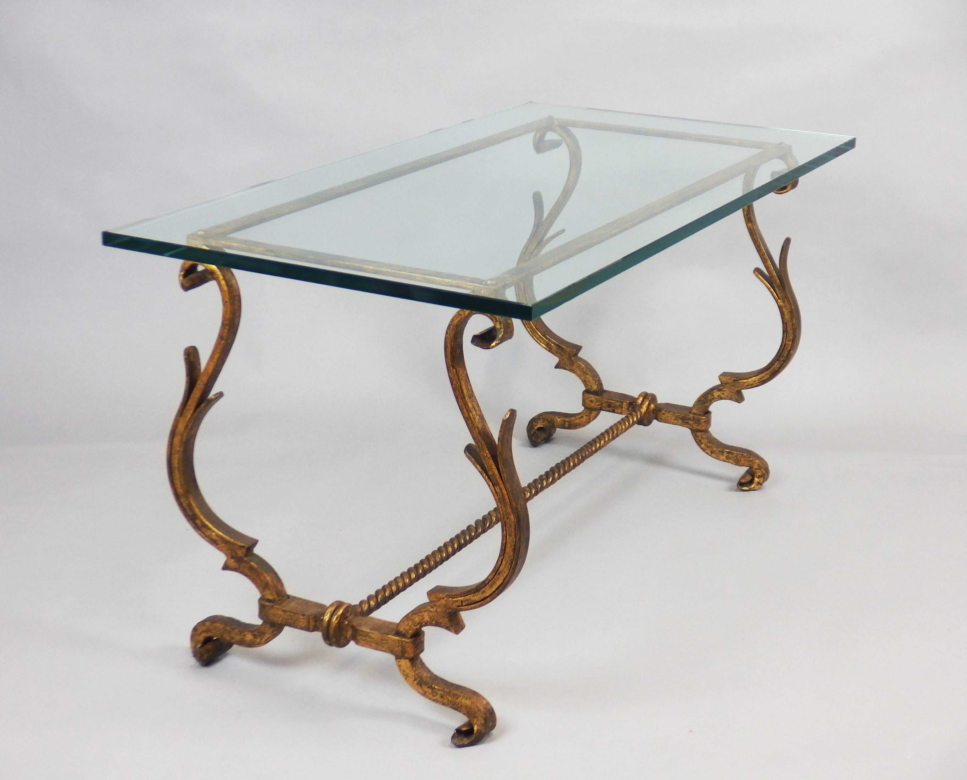 Art Deco 1940s Wrought Iron Coffee Table For Sale