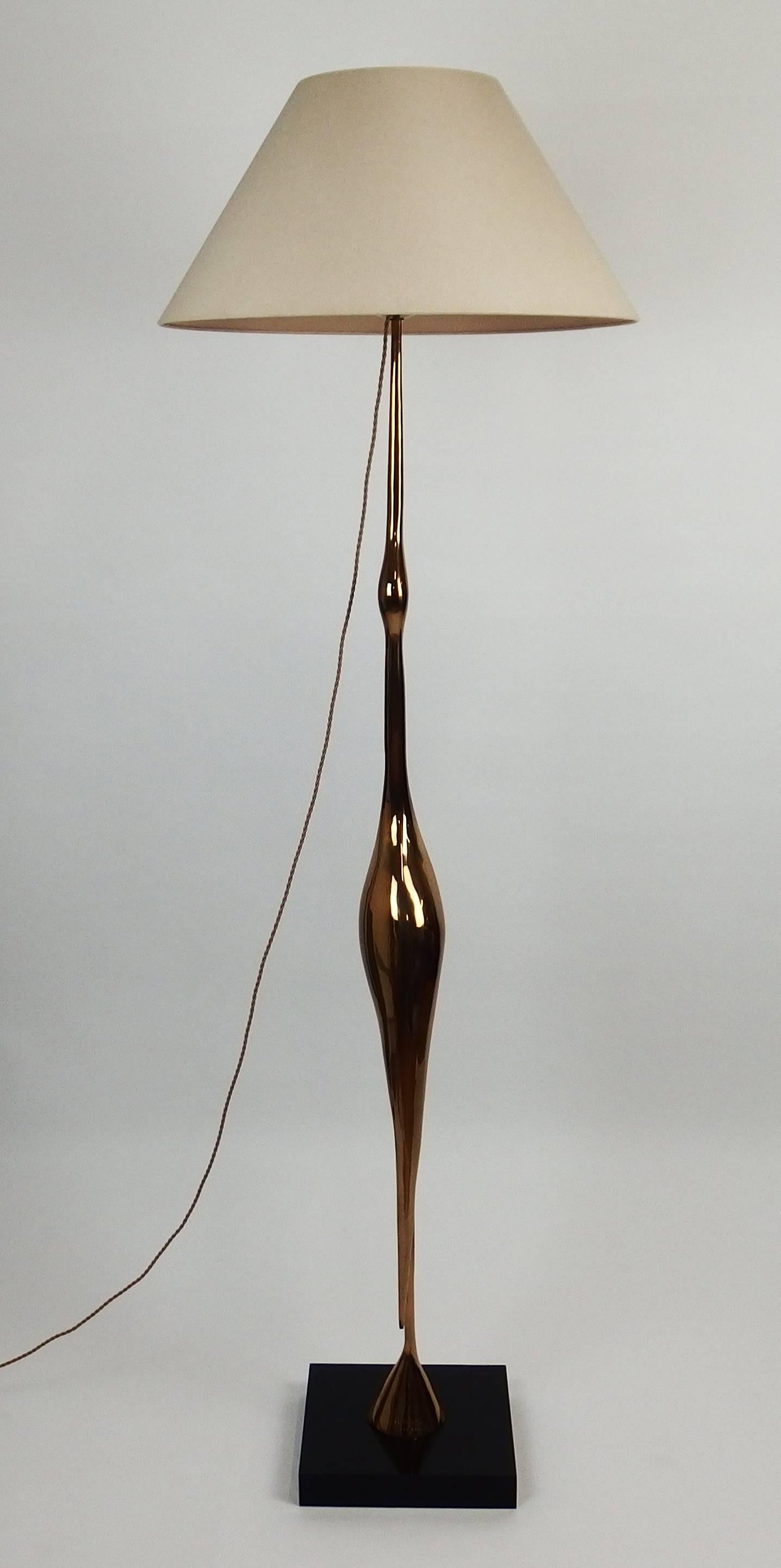 Polished 1970s Bronze Floor Lamp by René Broissand