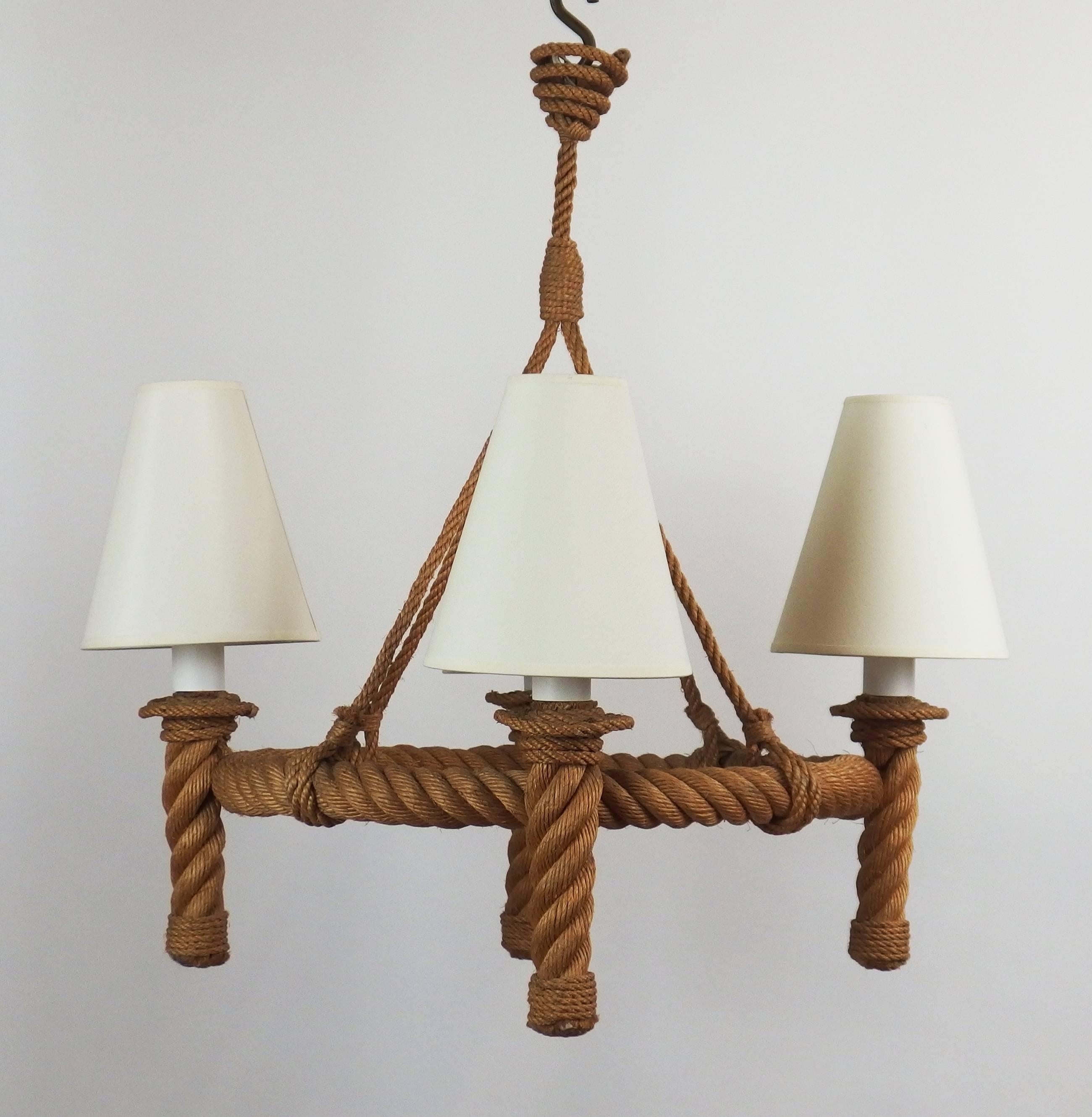 Mid-Century Modern Rope Chandelier by Audoux Minet