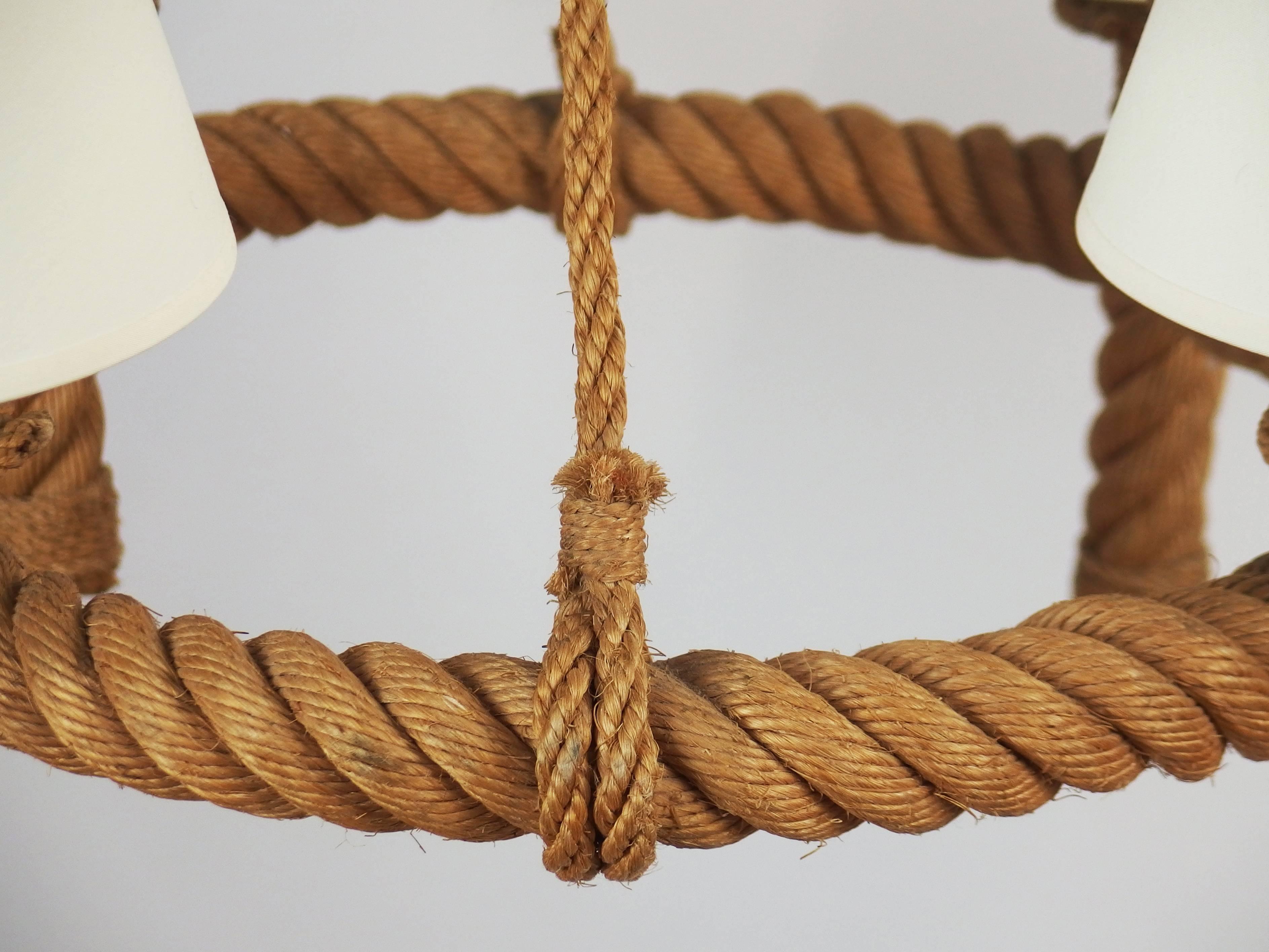 Mid-20th Century Rope Chandelier by Audoux Minet