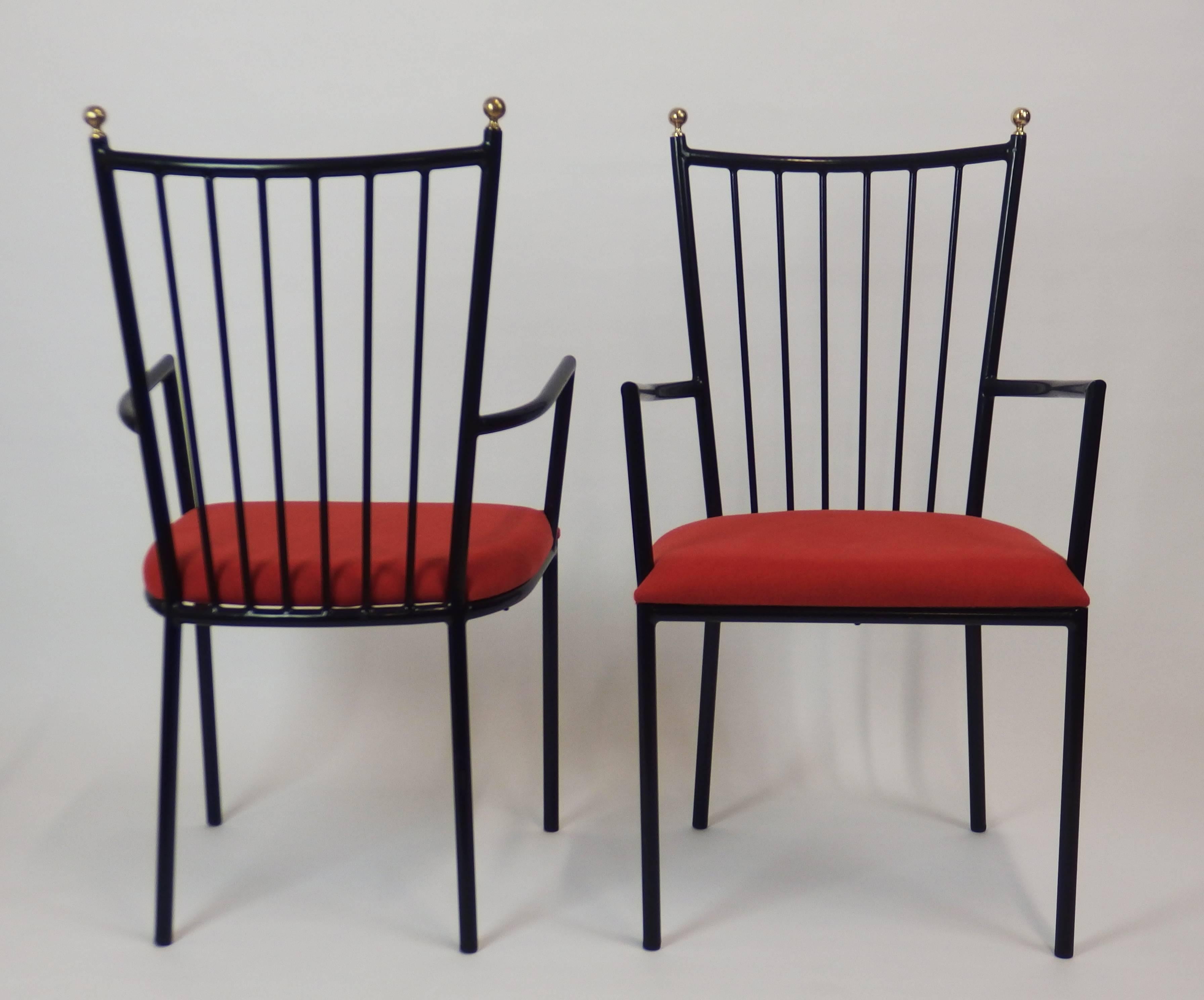 Enameled Set of Four Armchairs by Colette Gueden For Sale