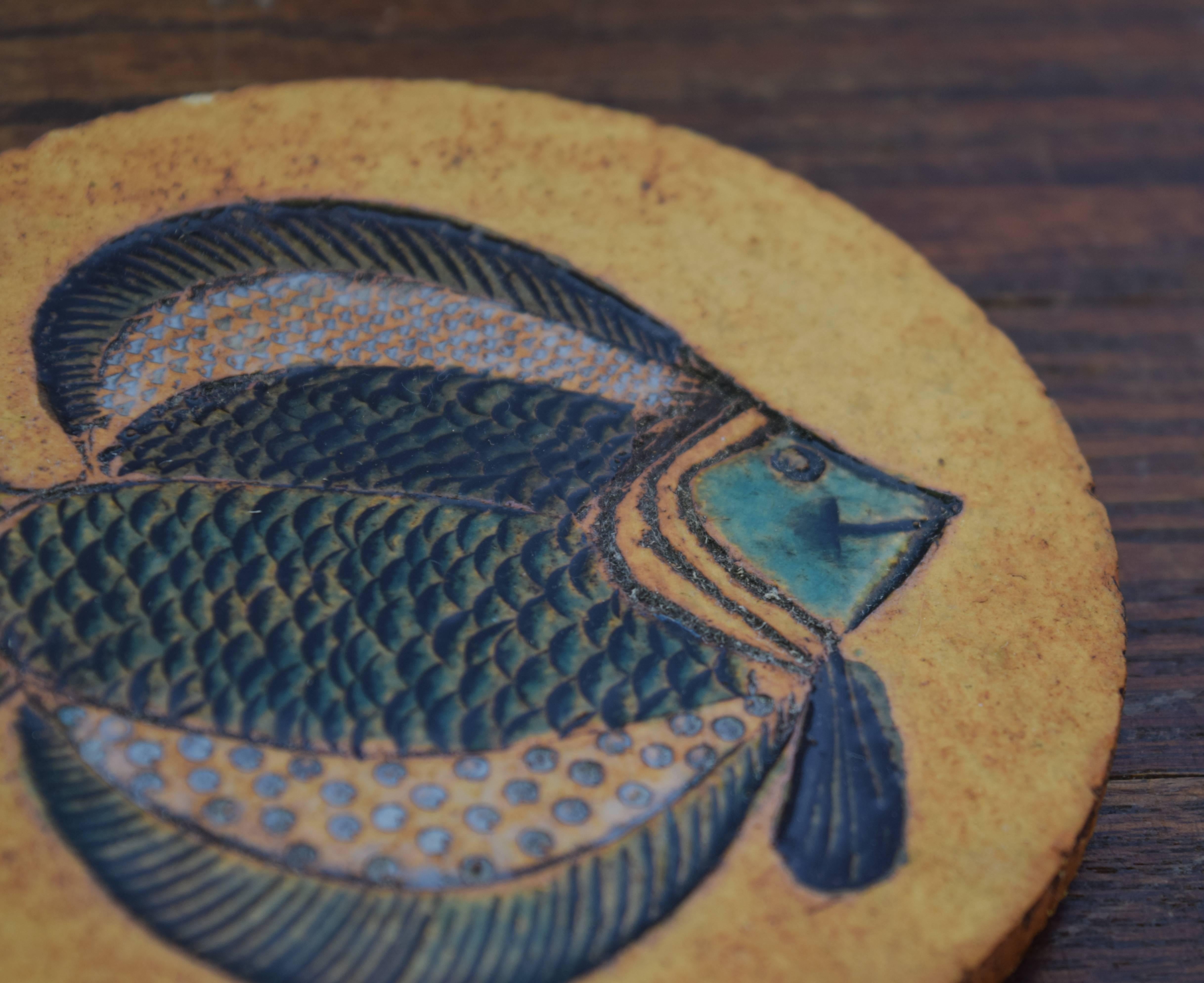 Mid-Century Modern Roger Capron Fish Tiles For Sale