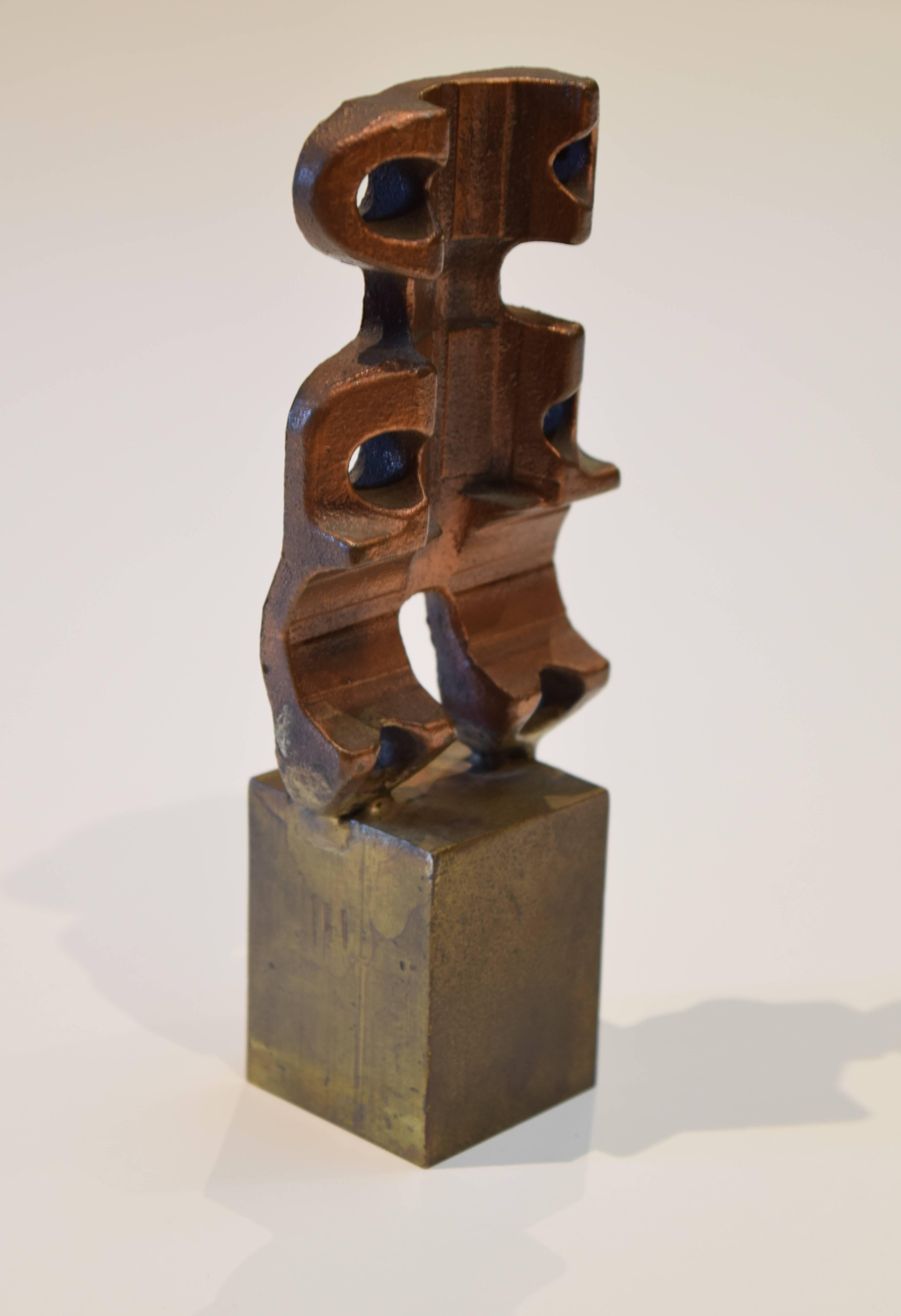 Fabulous modernist sculpture by listed American artist Herbert Kallem. Signed [Kallem 66] to base.