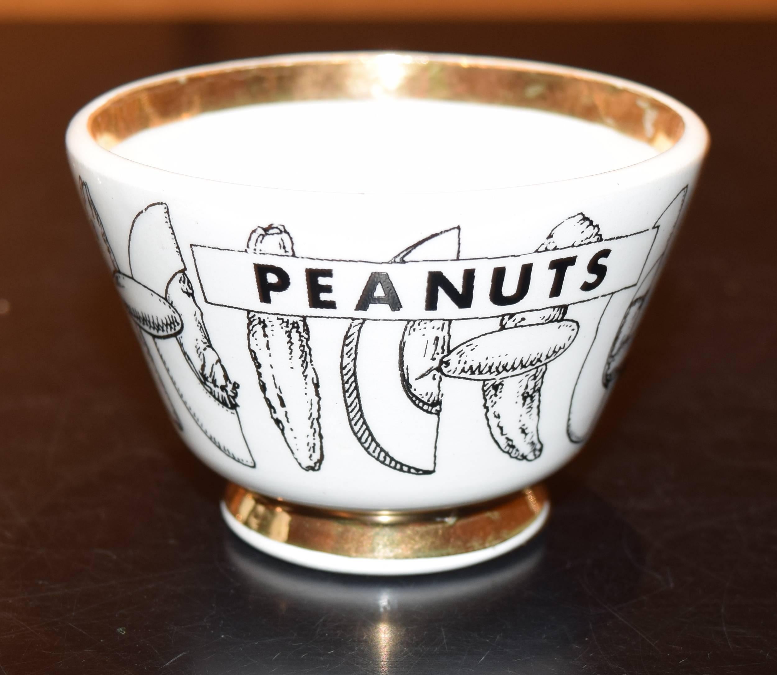 Mid-20th Century Vintage Italian Snack Bowls in the Style of Fornasetti 