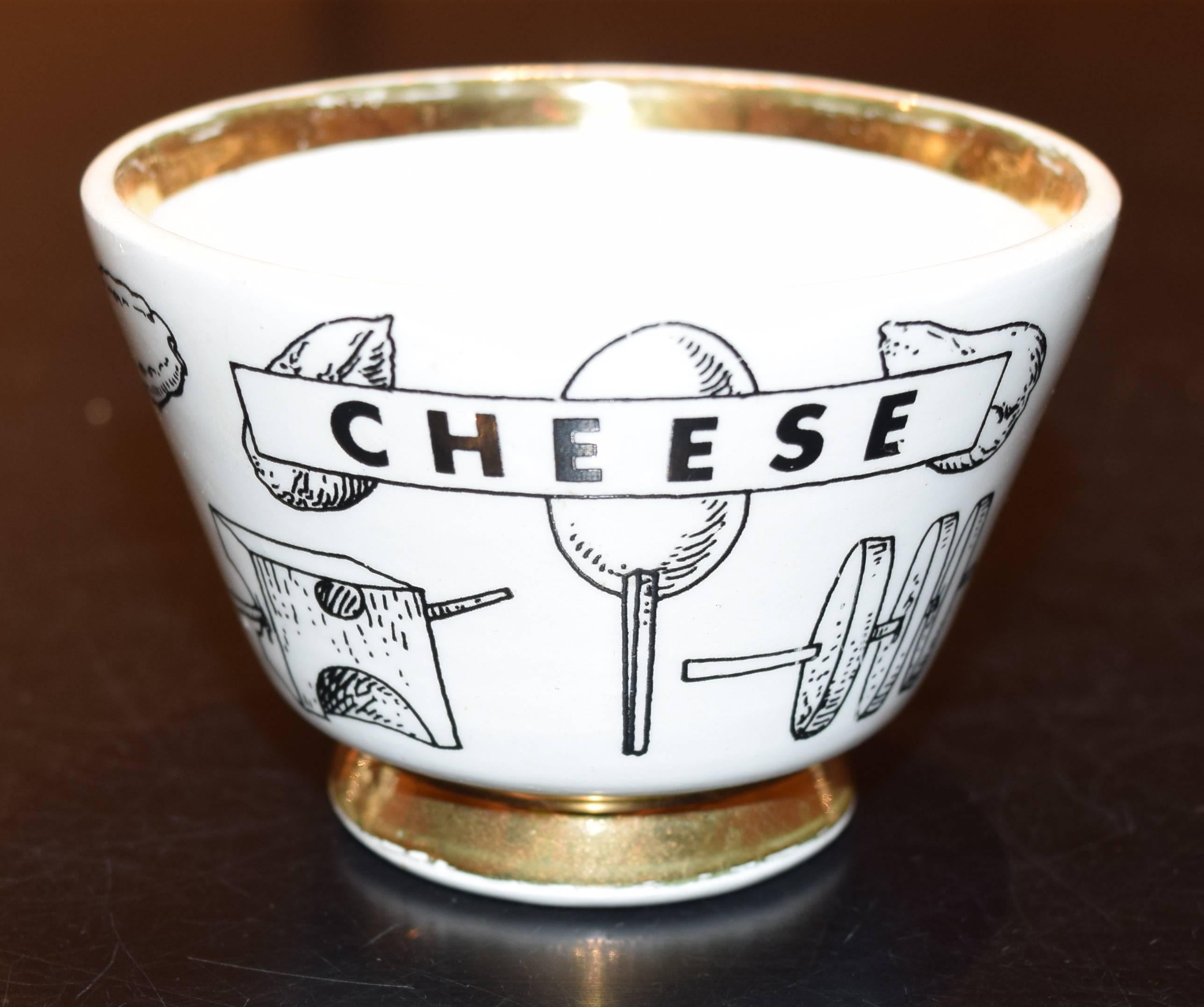 Ceramic Vintage Italian Snack Bowls in the Style of Fornasetti 