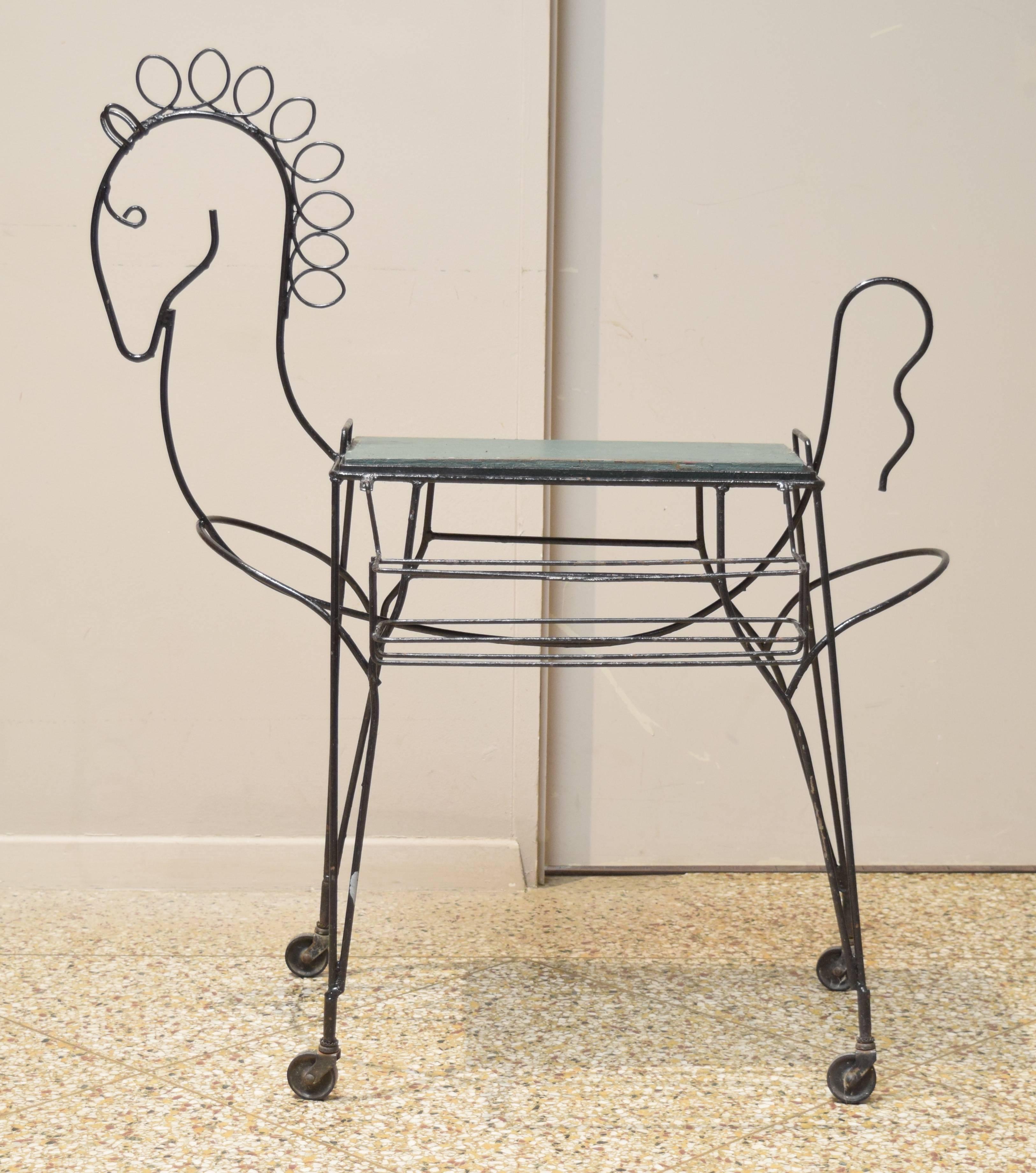 Store closing-- last day is 7/31. Offers welcome! Charming figural serving cart with removable tray top and bottle rack. 