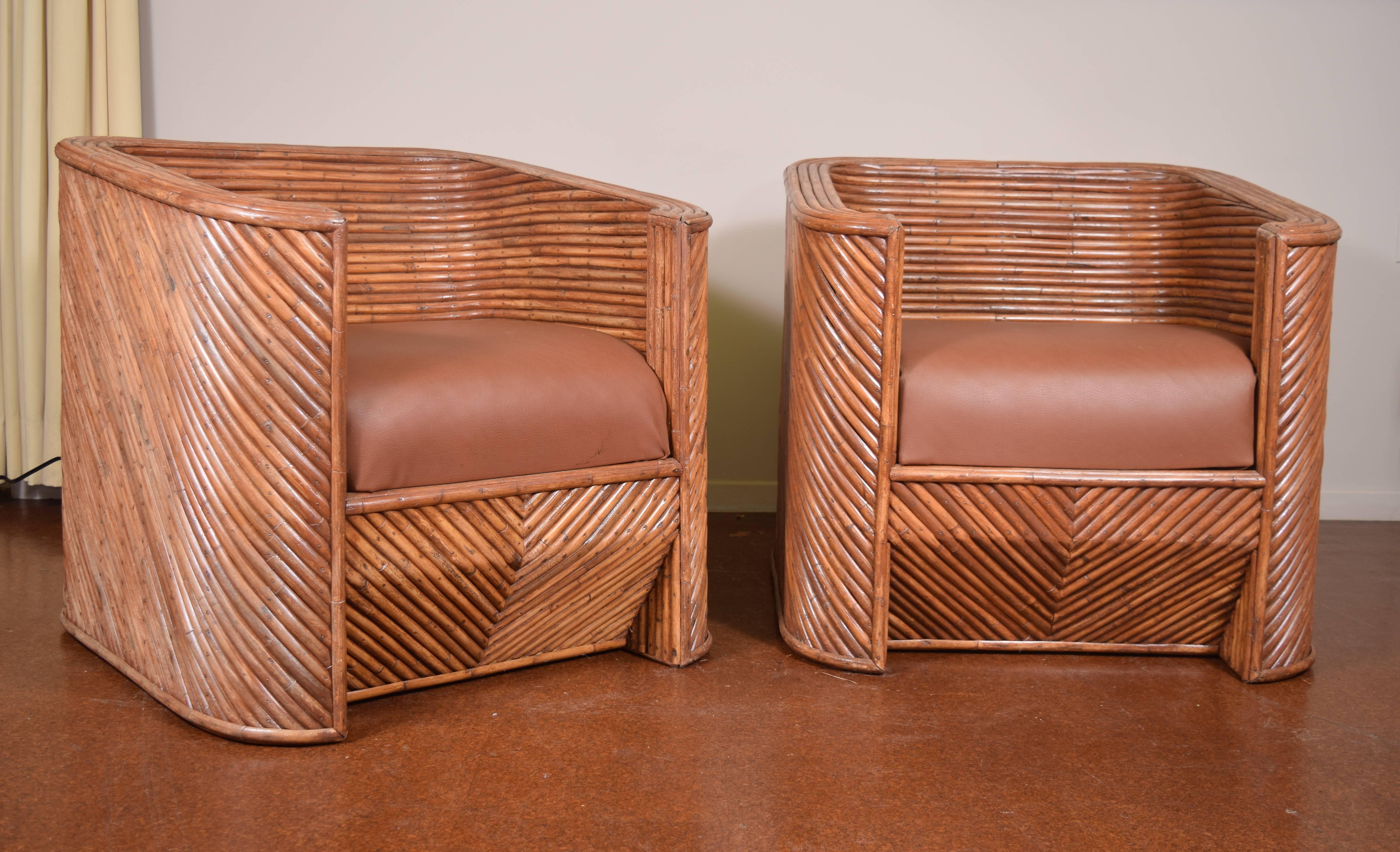 Pair of Bamboo Club Chairs For Sale 2
