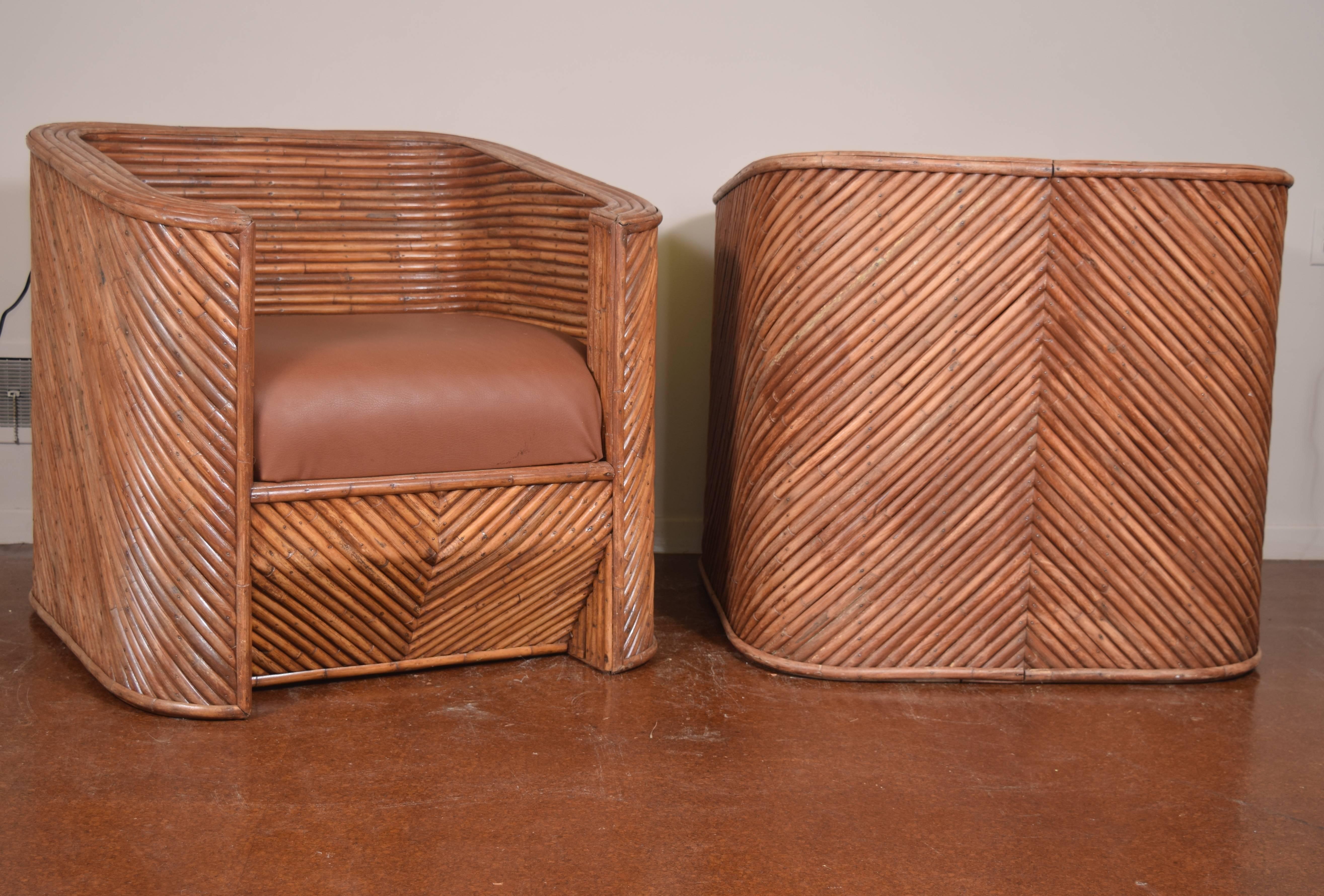 Pair of Bamboo Club Chairs For Sale 1