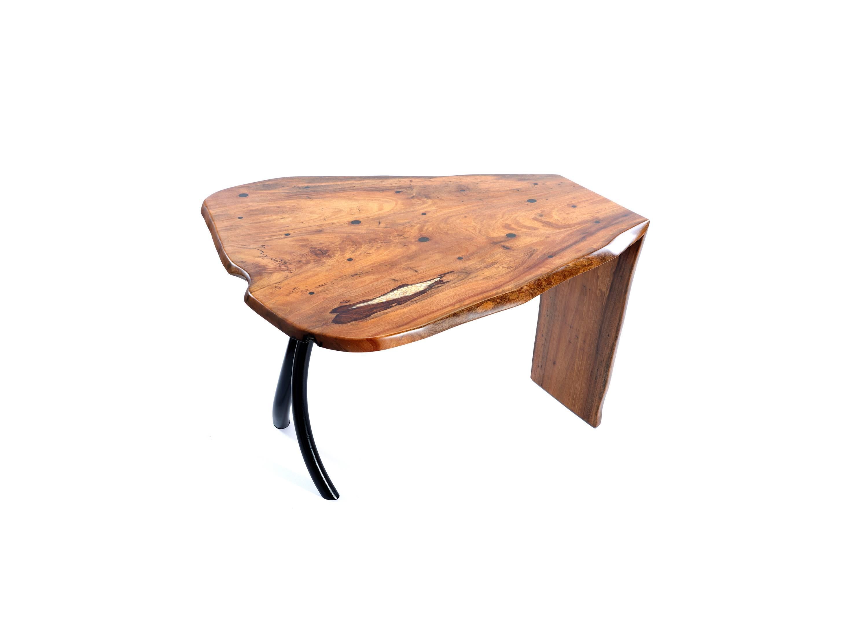 American Contemporary Table in Mango Wood, Pearls and Forged Steel by Steve Tobin