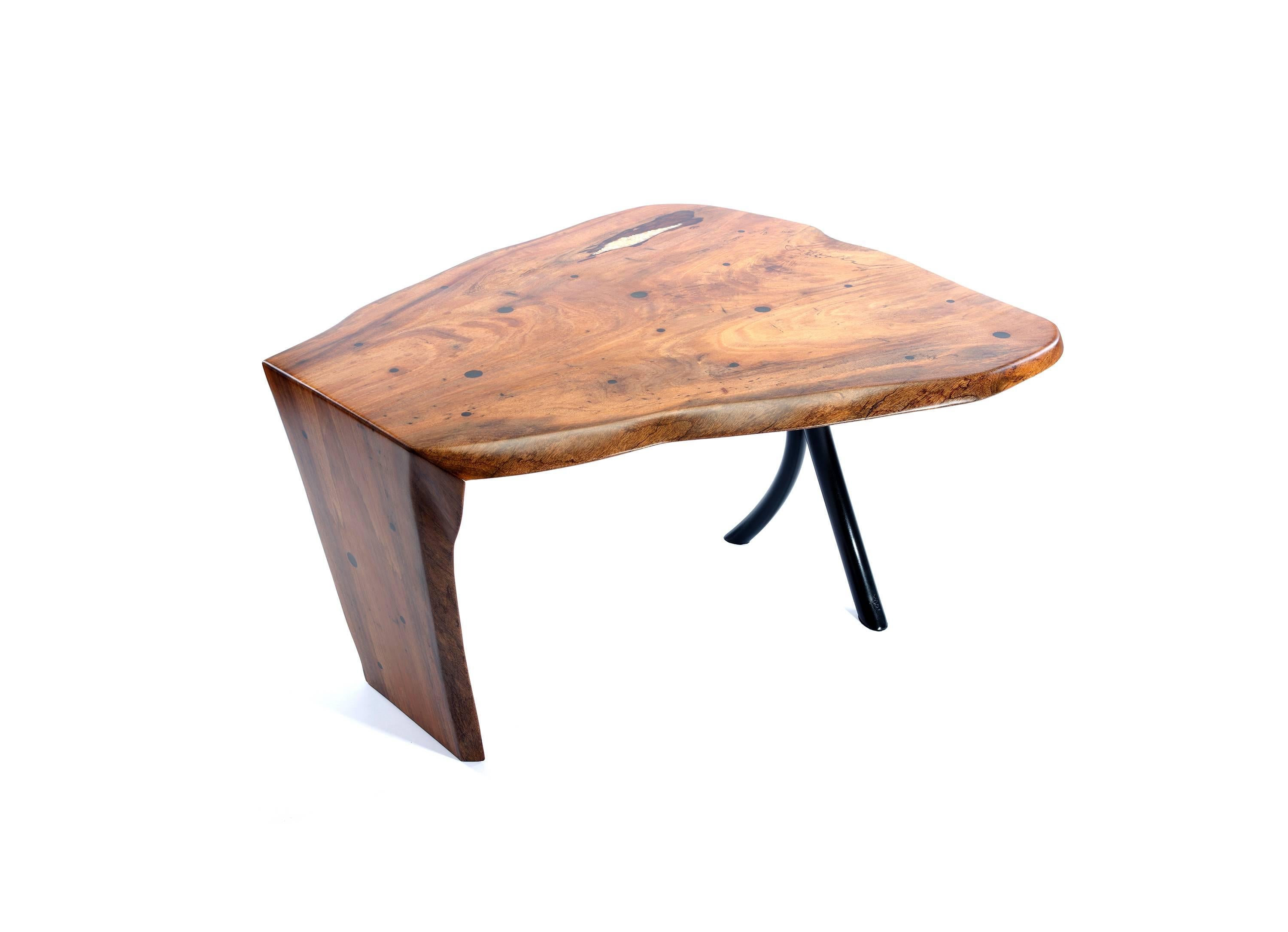 Contemporary Table in Mango Wood, Pearls and Forged Steel by Steve Tobin 1