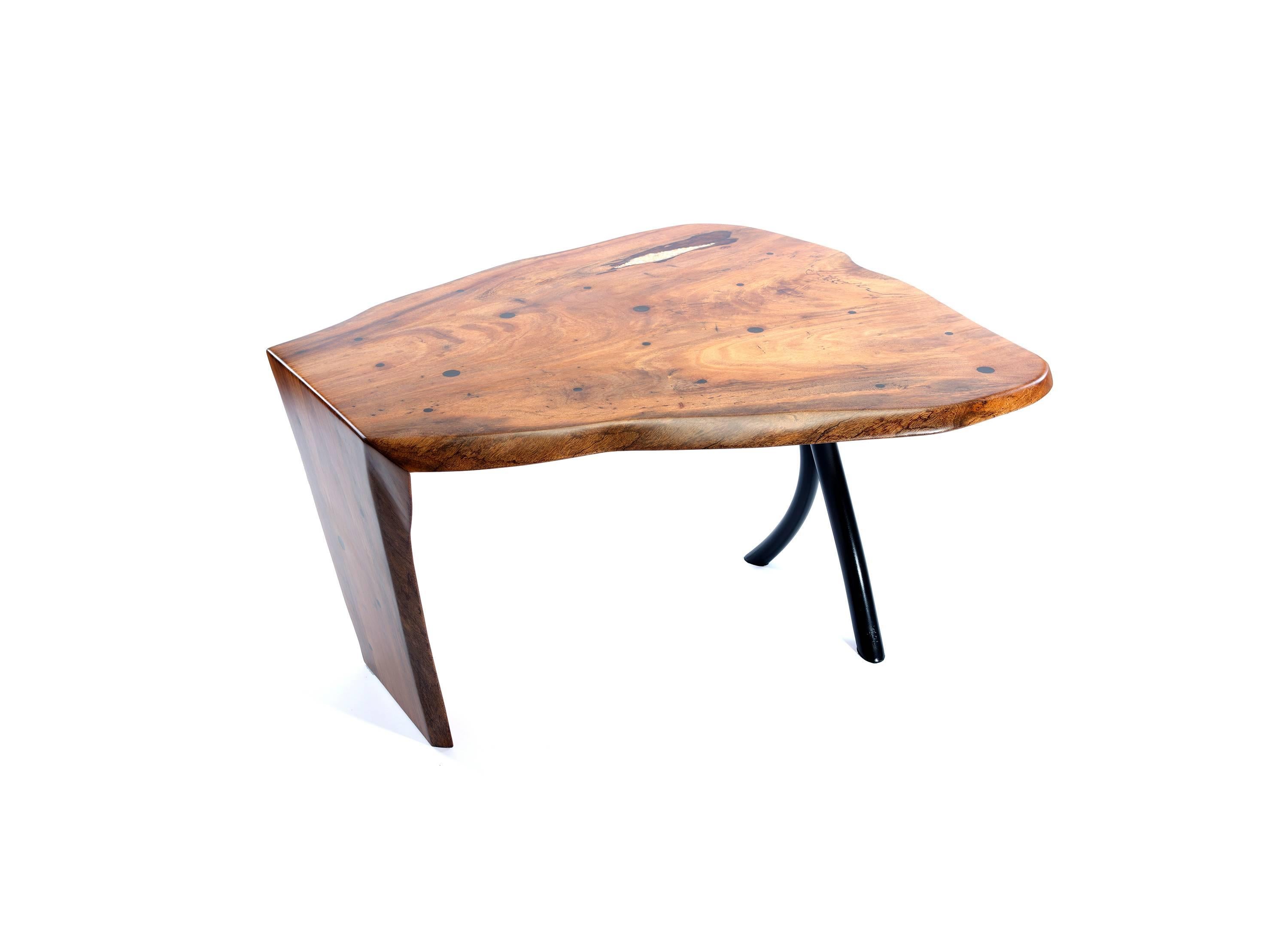 Contemporary Table in Mango Wood, Pearls and Forged Steel by Steve Tobin 2