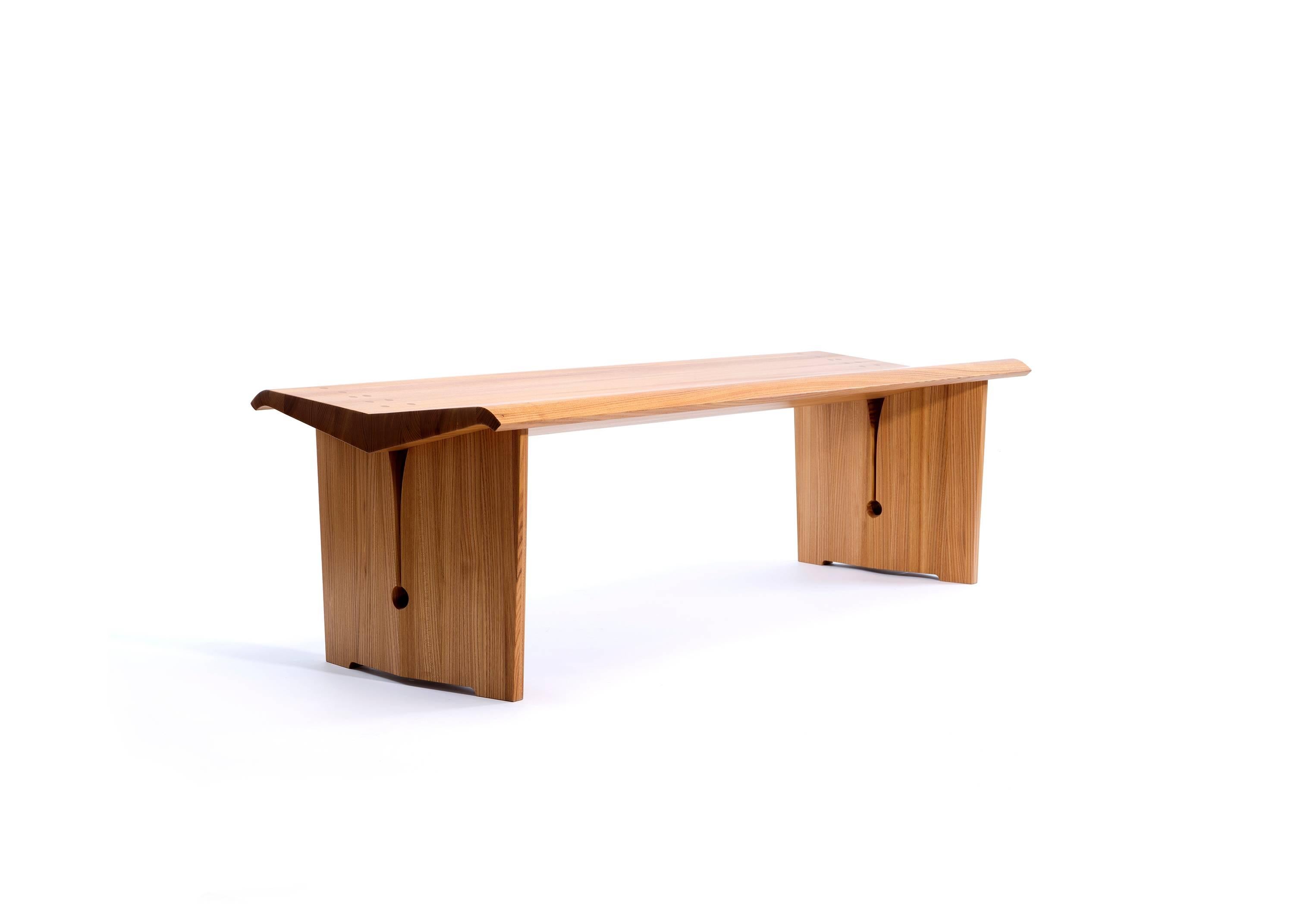 American Contemporary Stingray Bench in Red Elm Wood