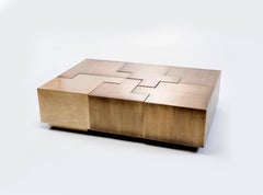 Puzzle-Couchtisch aus brüniertem Messing von Gulla Johnsdottir