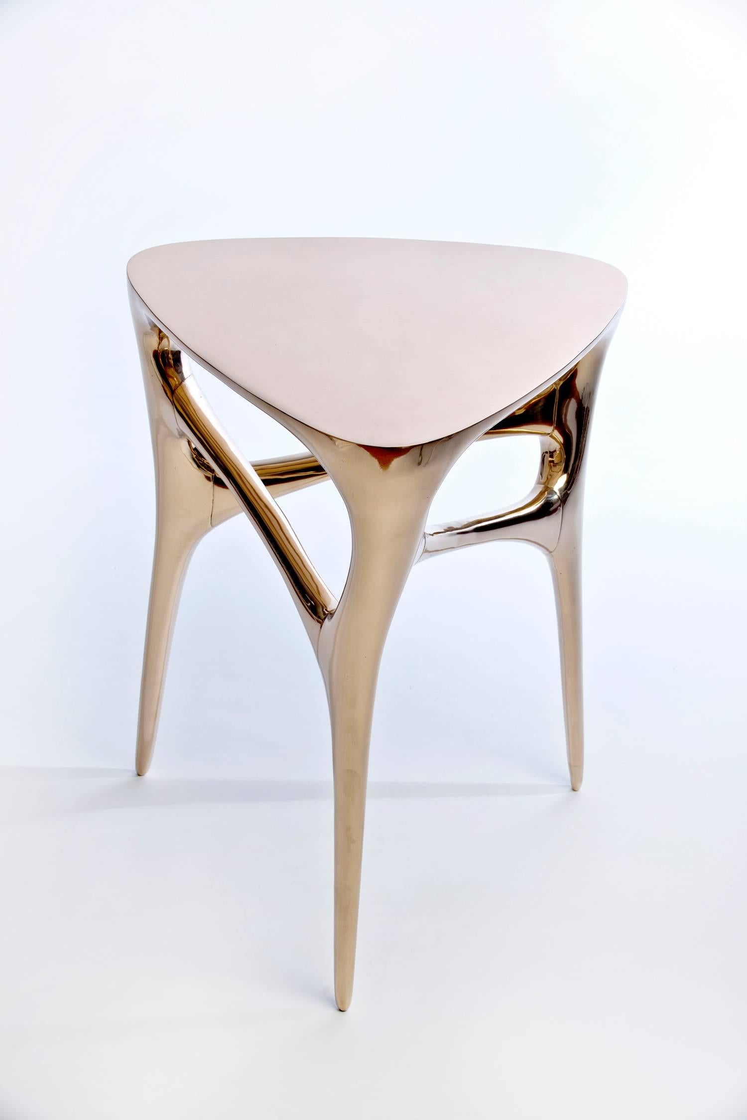 Methodology Side Table in Cast and Polished Bronze by Timothy Schreiber (Poliert)