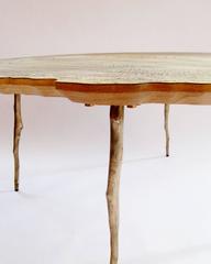 Lean Coffee Table with Tree Rings in Bronze and Laminated Oak by Sharon Sides
