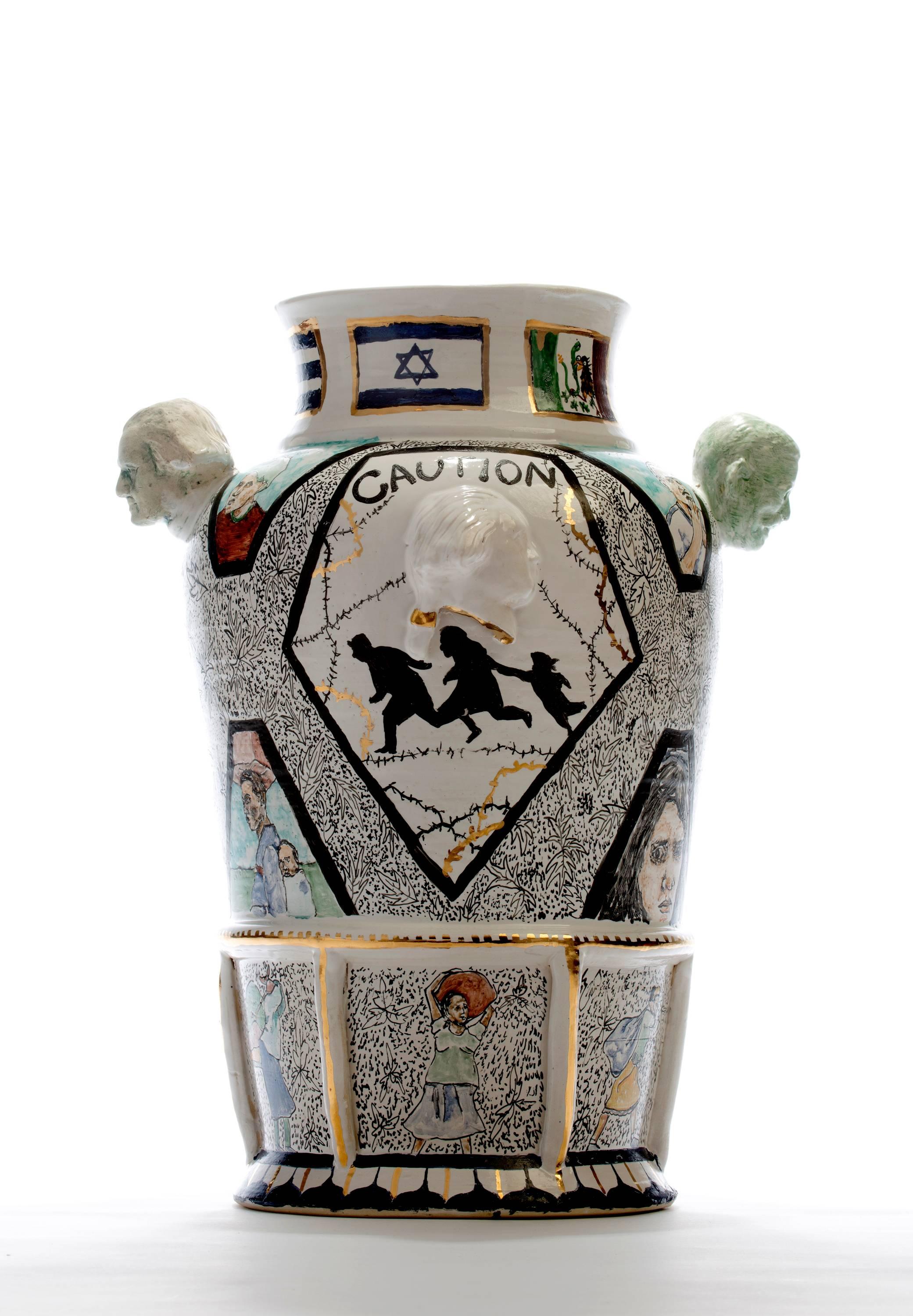 Based on the the original Century vases designed by Karl Muller for the 1876 World's Fair in Philadelphia, Lugo uses the century vase form to depict contemporary issues, such as war, oppression, racial tension and inequality. 

The Original