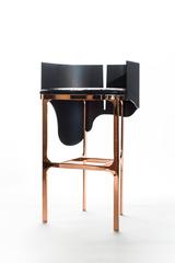 Lava Barstool in Rose Gold, Leather and Bronze by Gulla Jónsdóttir