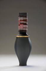 Red Vase Vessel in Colored Porcelain by Peter Pincus